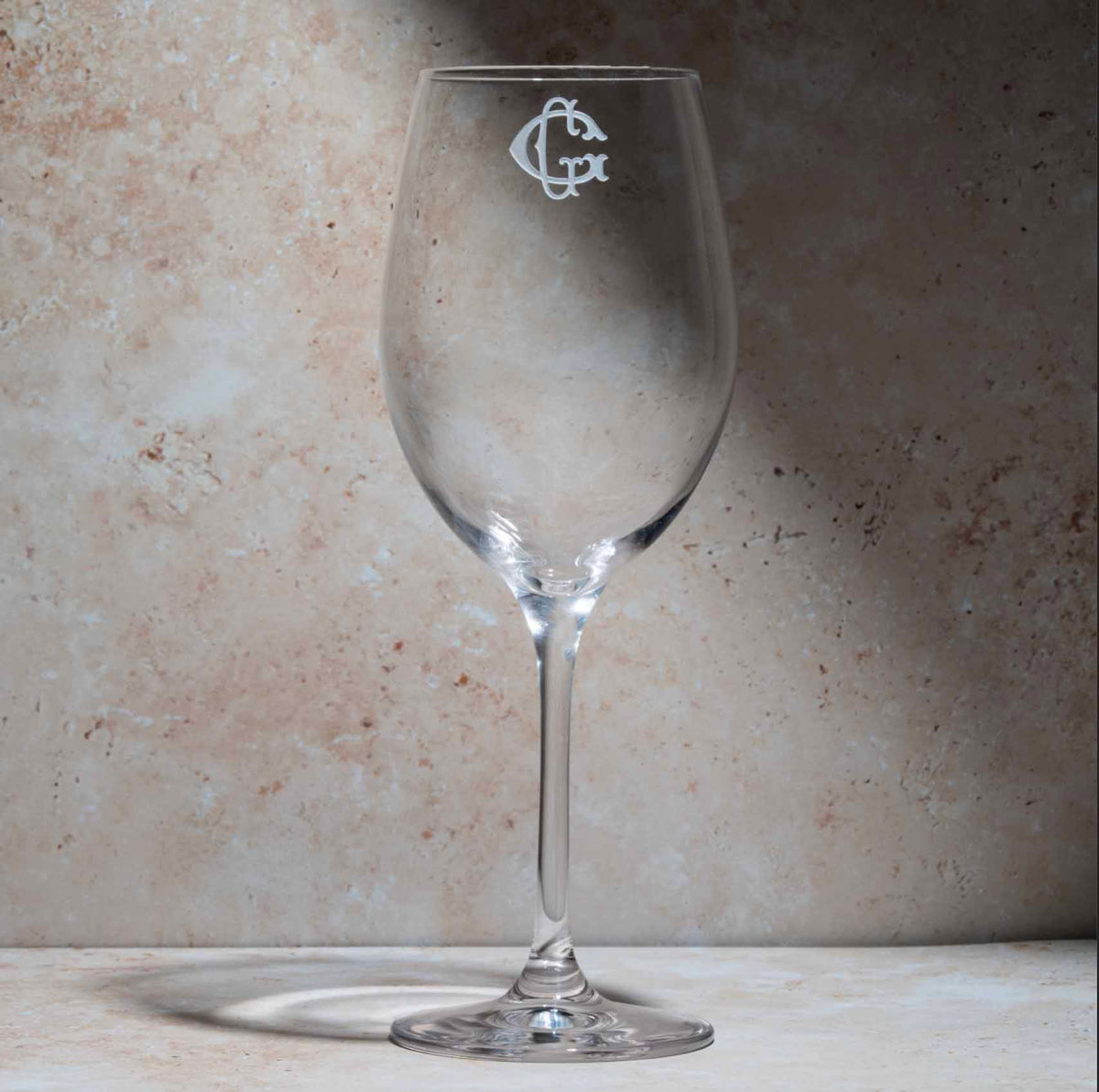 Monogrammed Stölzle Wine Glass – Interlocking Initial Design