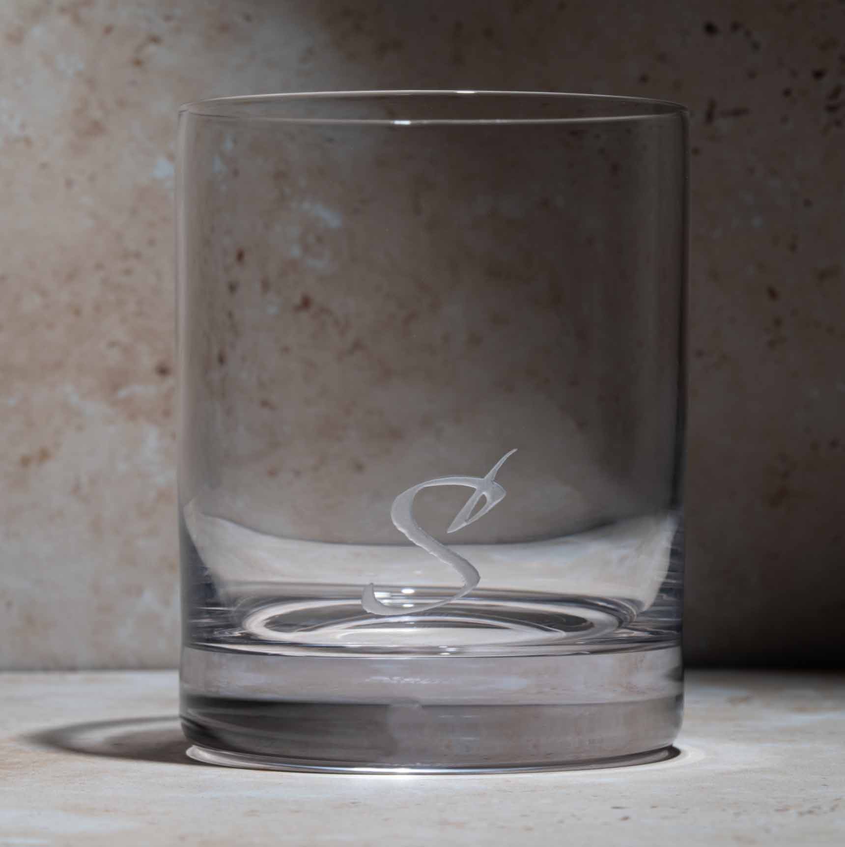 Monogrammed Stölzle Whiskey Glass | Deep-Carved Initial Gift