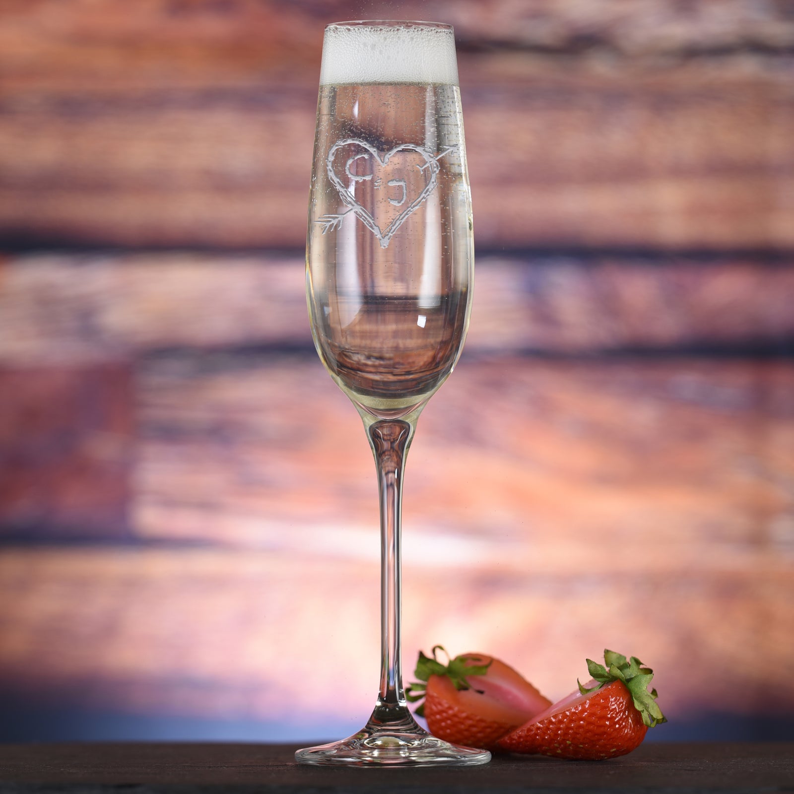 Engraved Crystal Champagne Glass for Bride & Groom