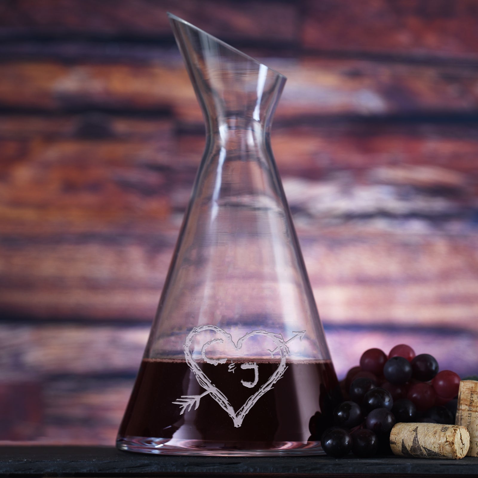 Heart & Arrow Slant Wine Carafe Decanter