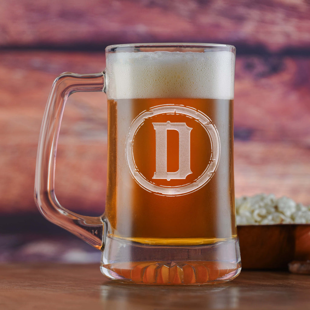 Beer Mugs Engraved with Monogram Initial