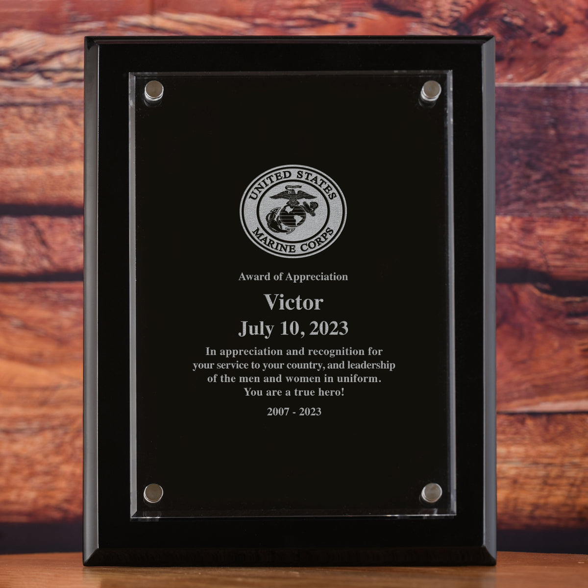 Military Wall Plaque Recognition Award: Army, Navy, Air Force, or Marines