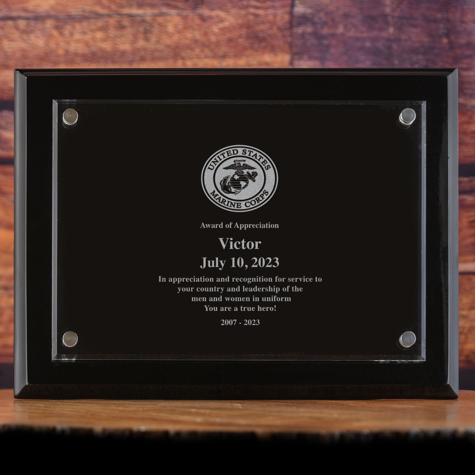 Military Wall Plaque Recognition Award: Army, Navy, Air Force, or Marines