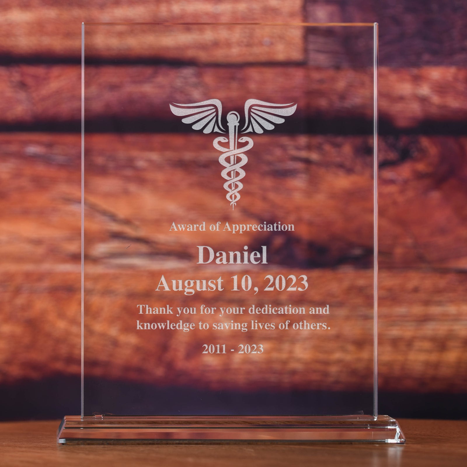 Medic, Doctor, Nurse Glass Recognition Award