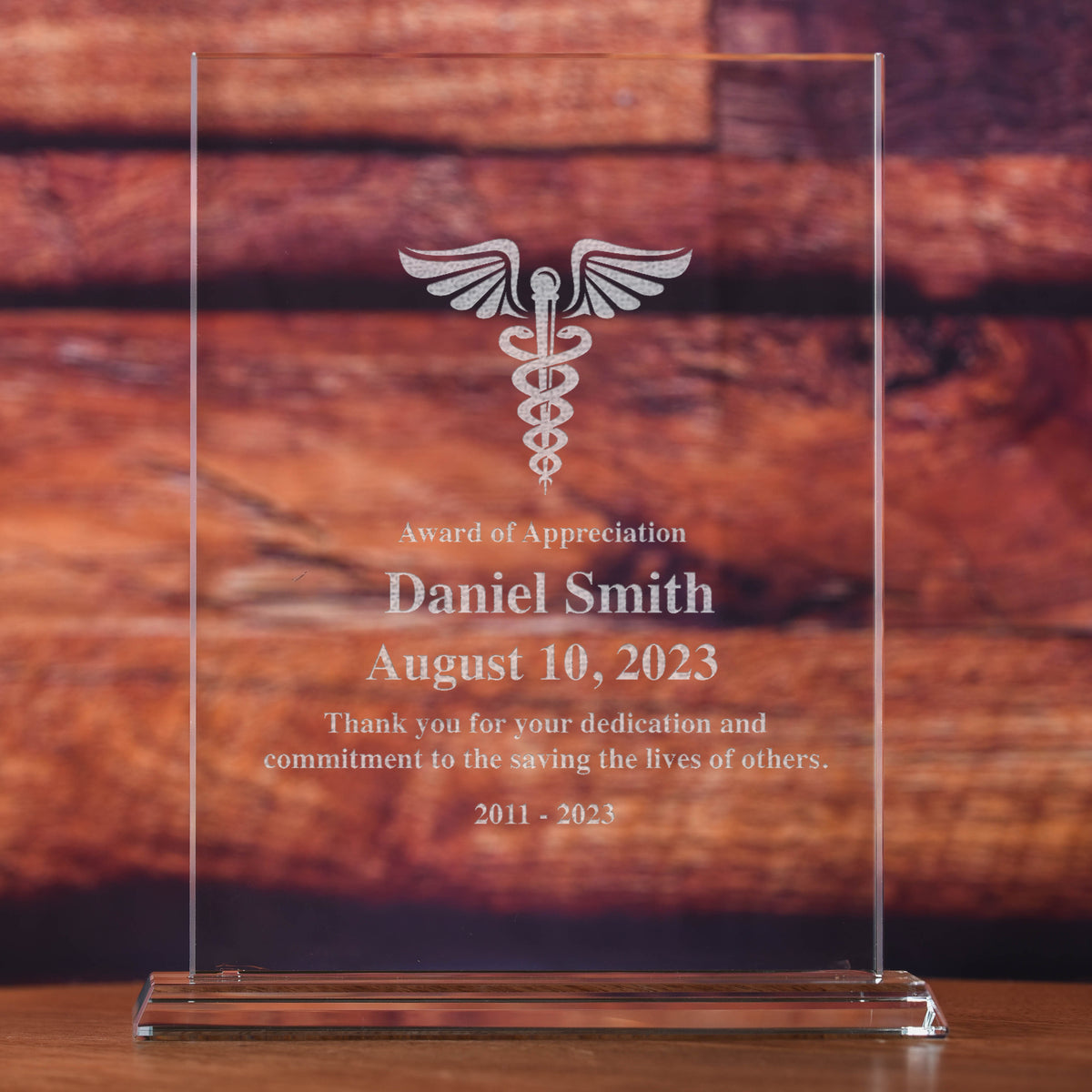 Medic, Doctor, Nurse Glass Recognition Award