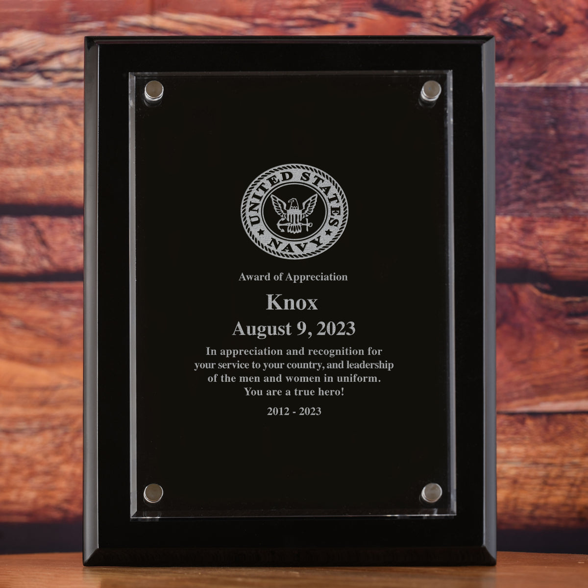 Military Wall Plaque Recognition Award: Army, Navy, Air Force, or Marines