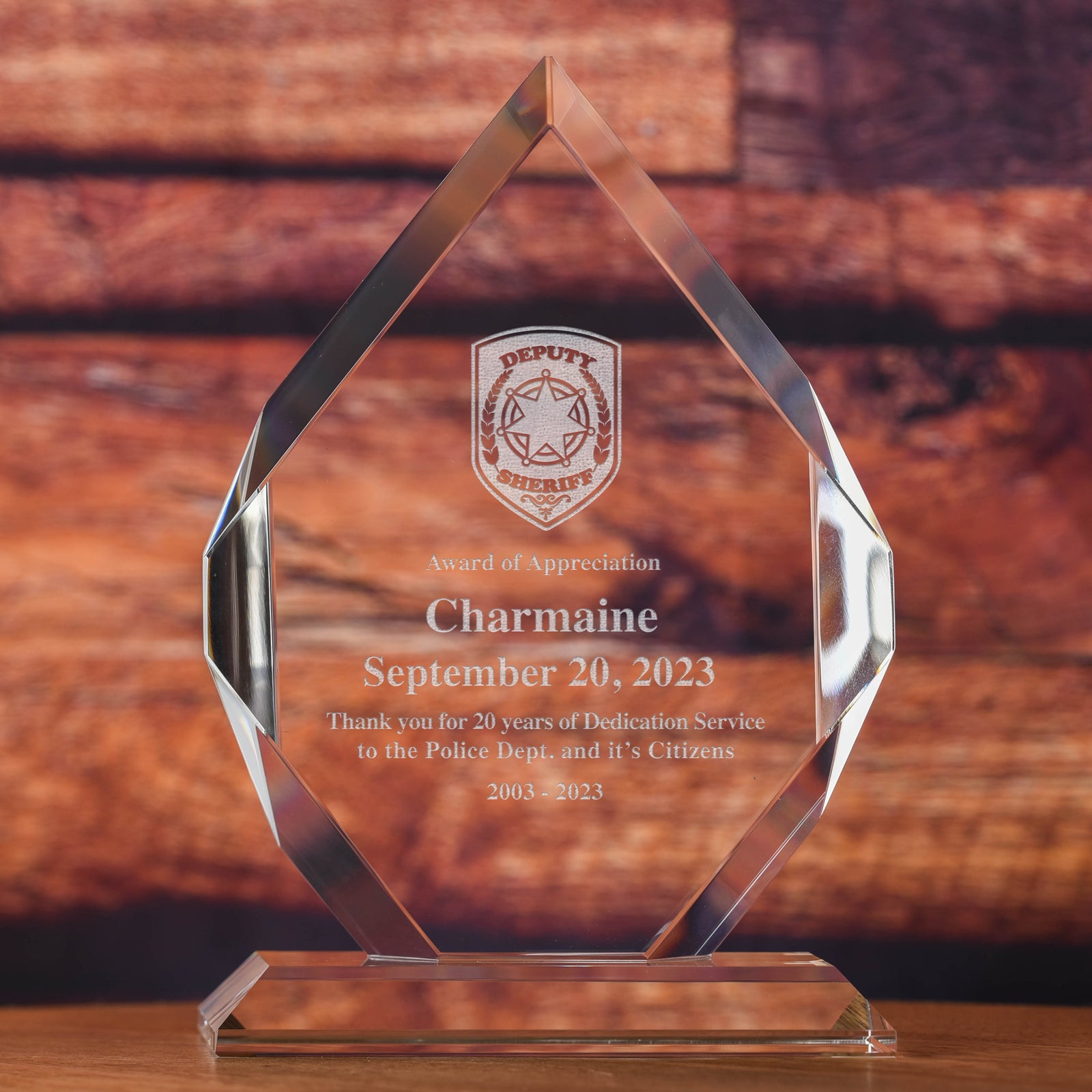 Sheriff Crystal Diamond Recognition Desktop Award