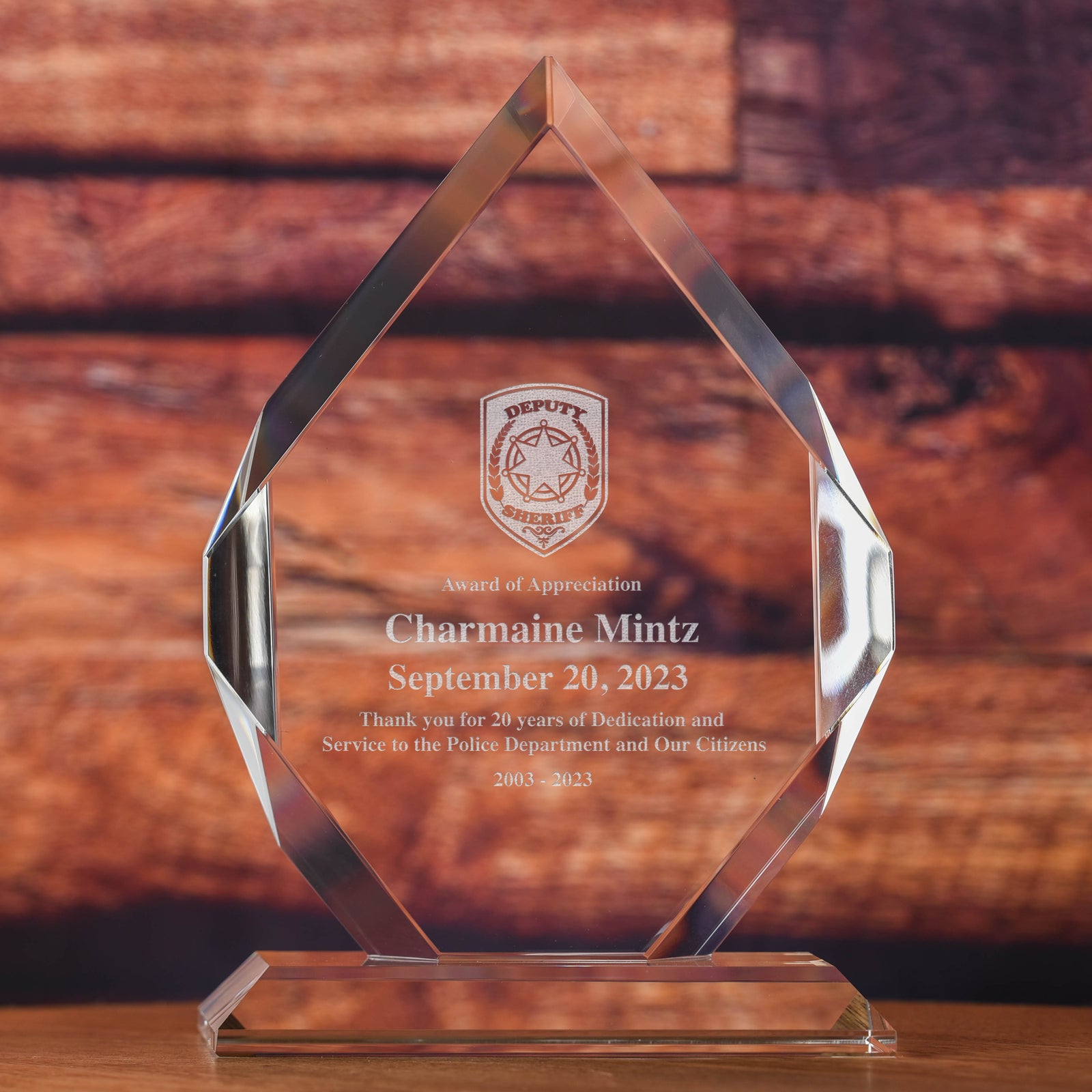 Sheriff Crystal Diamond Recognition Desktop Award