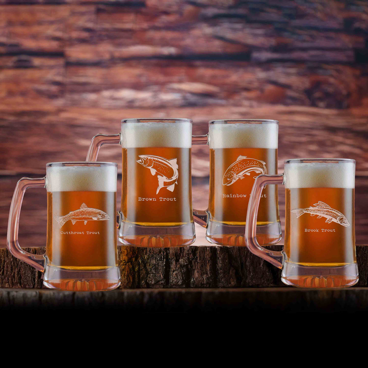 Fly Fishing Beer Mugs, Gift Set for Fishermen