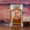 Typewriter Font in Circle, Engraved Beer Mug