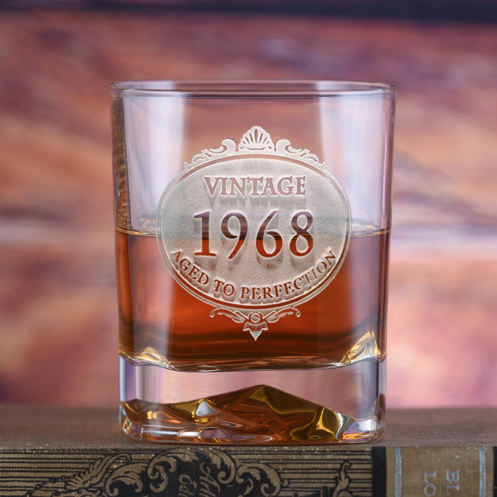 Custom Birthday Whiskey Glass Luigi Bormioli on the Rocks