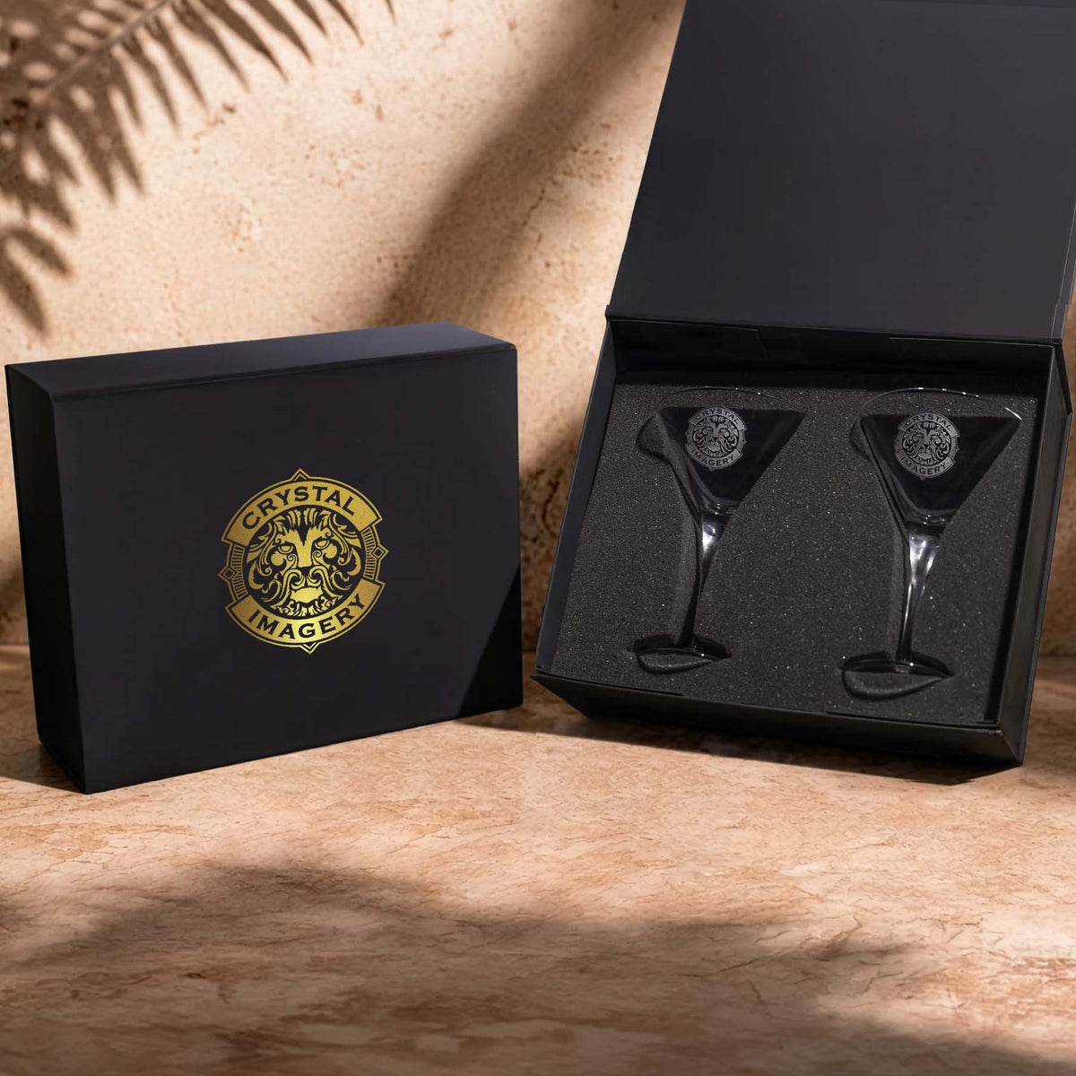 Custom Logo Martini Glass Gift Set with Custom Gift Box – Set of 2