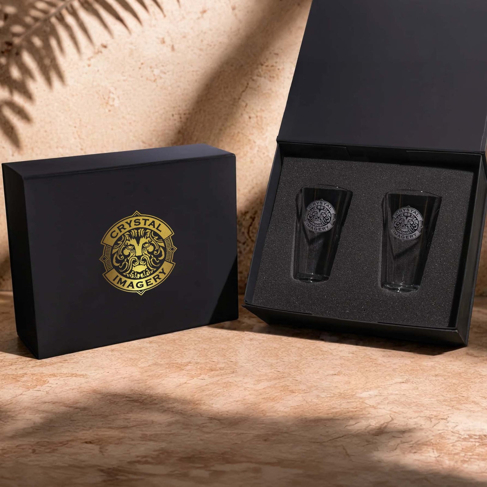 Custom Logo Pint Glass Gift Set with Custom Gift Box – Set of 2