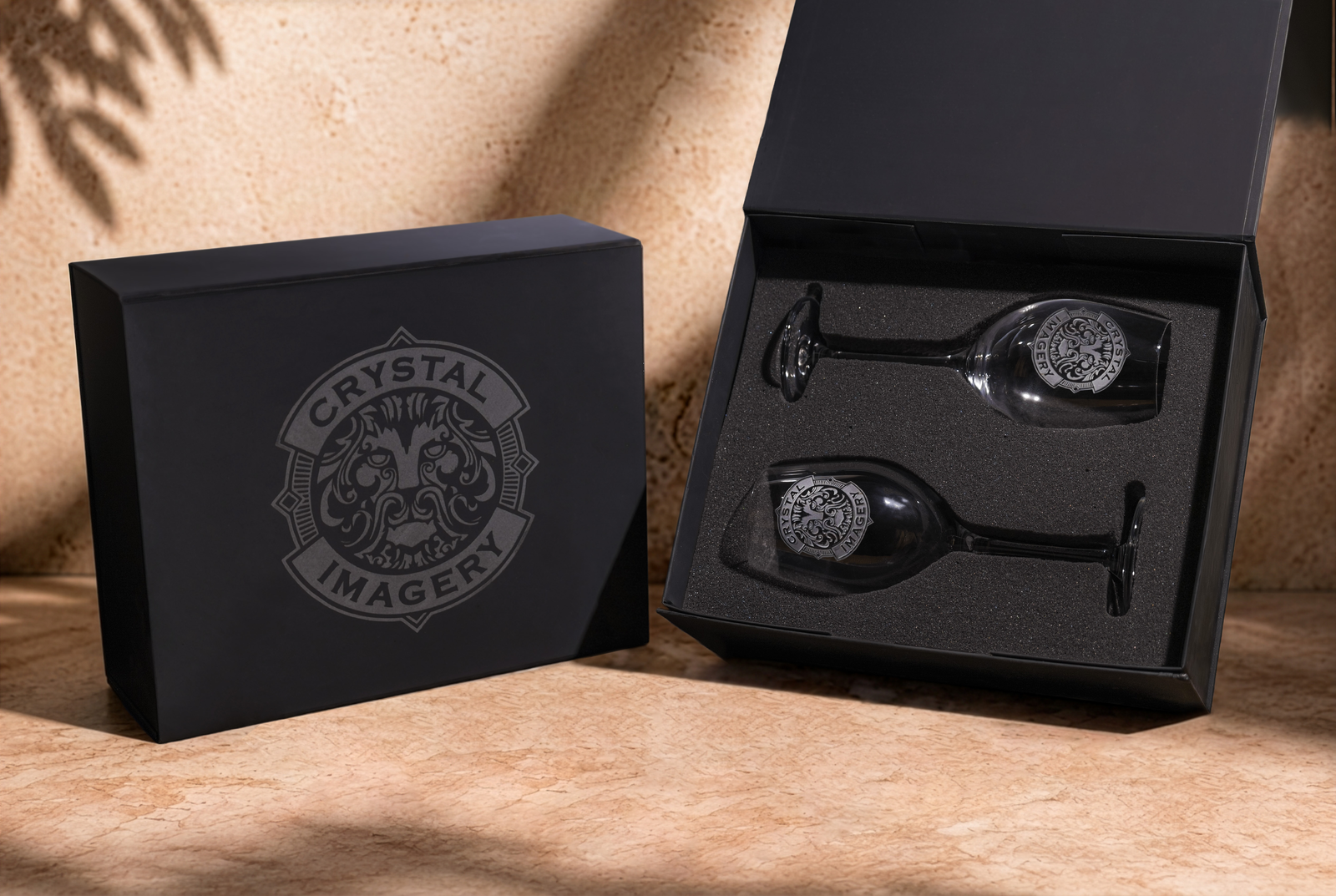 Custom Logo Wine Glass Gift Set with Custom Gift Box – Set of 2