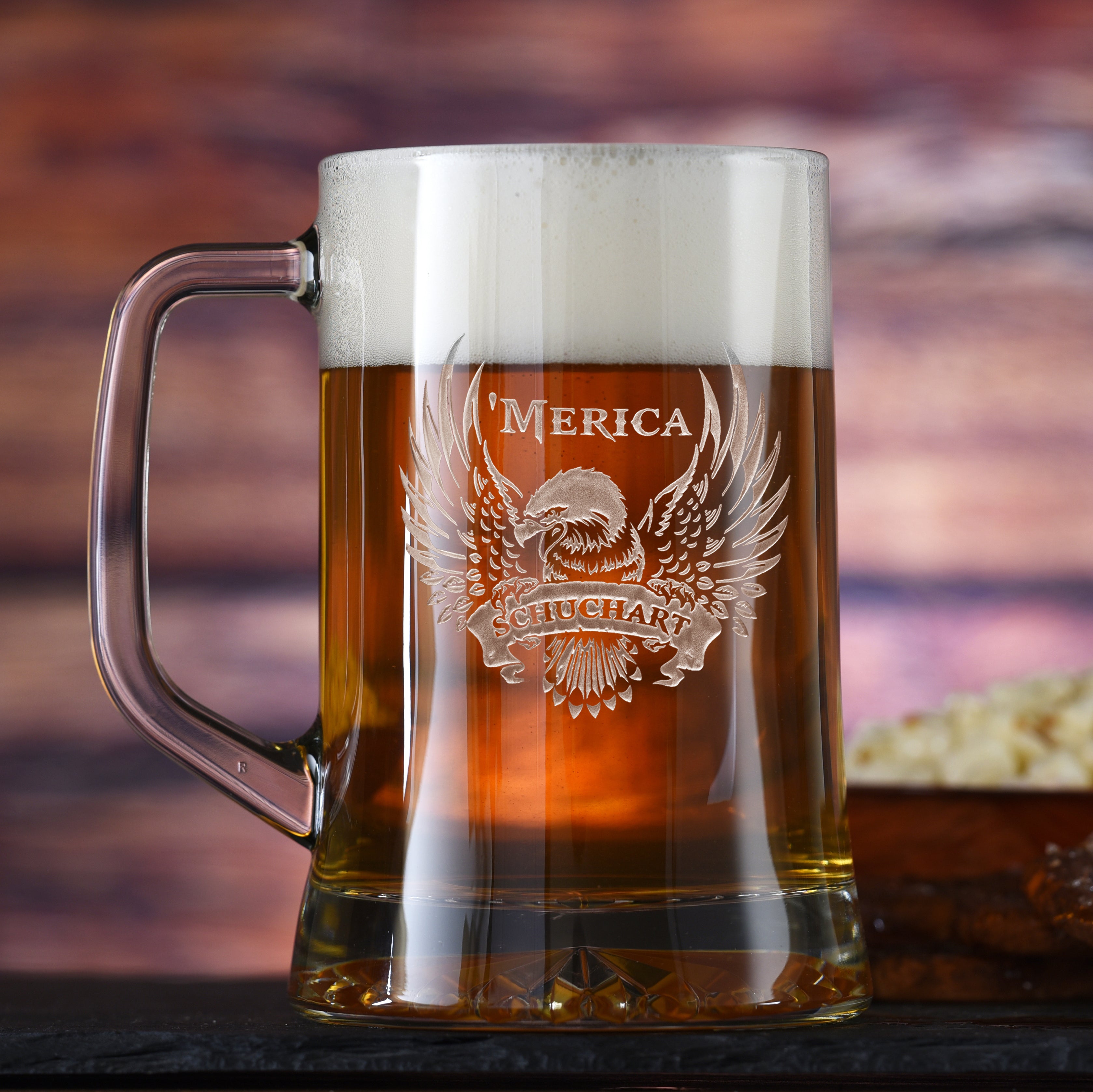 Patriotic USA 'Merica Bald Eagle Beer Mug | Crystal Imagery