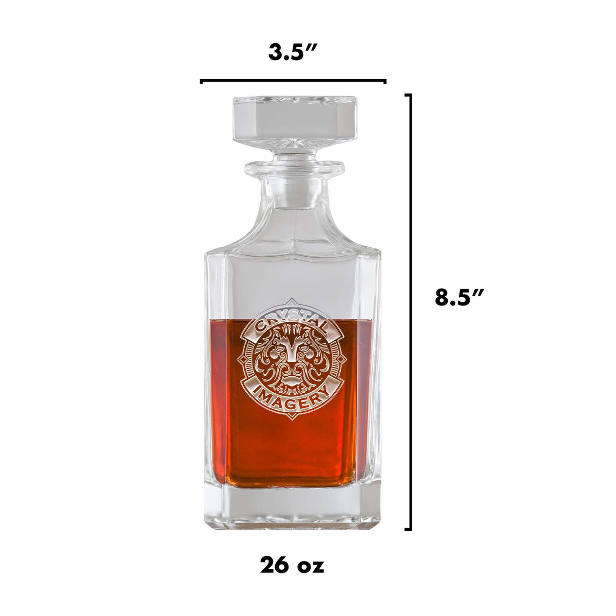 Ornate Monogram Etched Square Whiskey Decanter