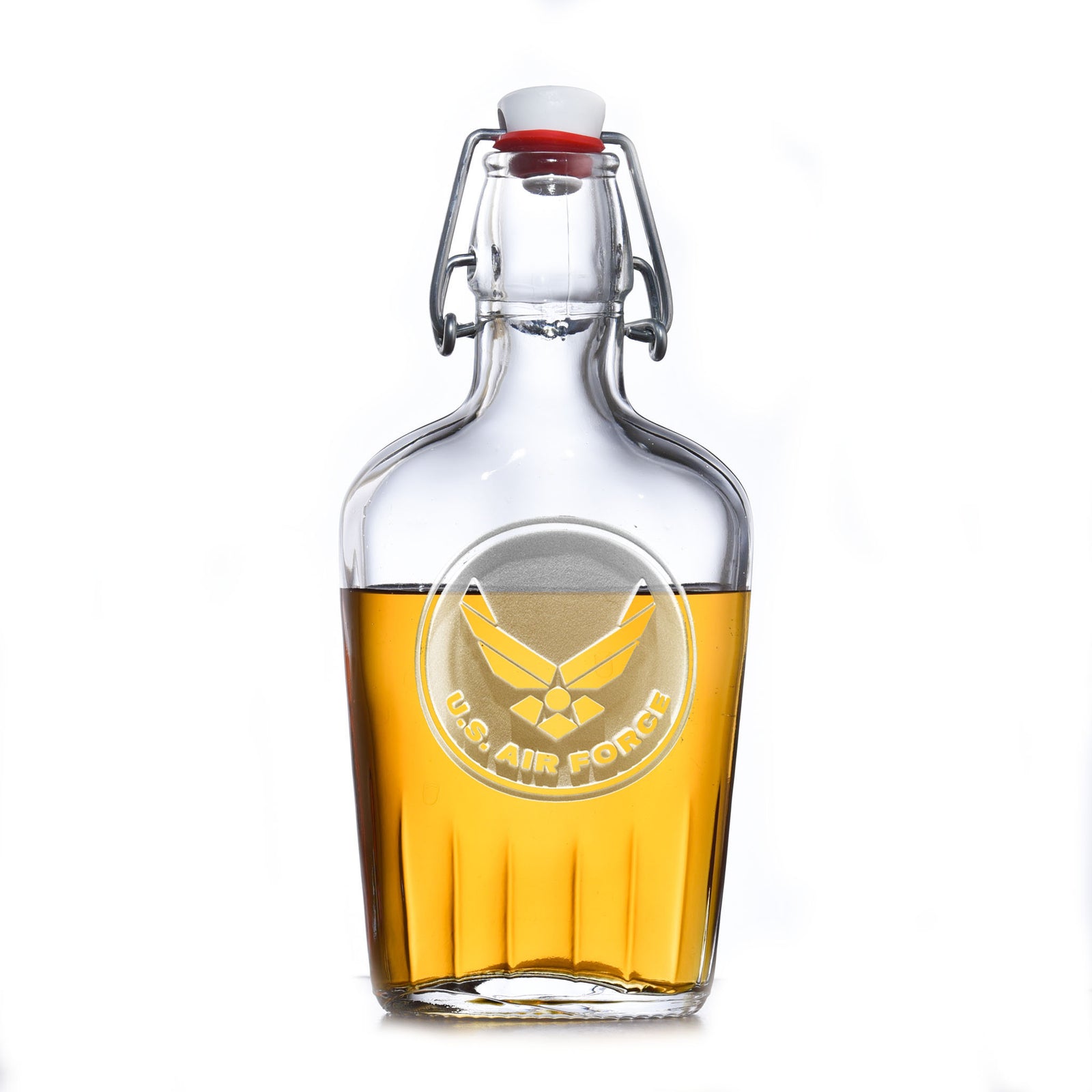 Engraved Whiskey Flask, Air Force Seal Insignia, Engraved