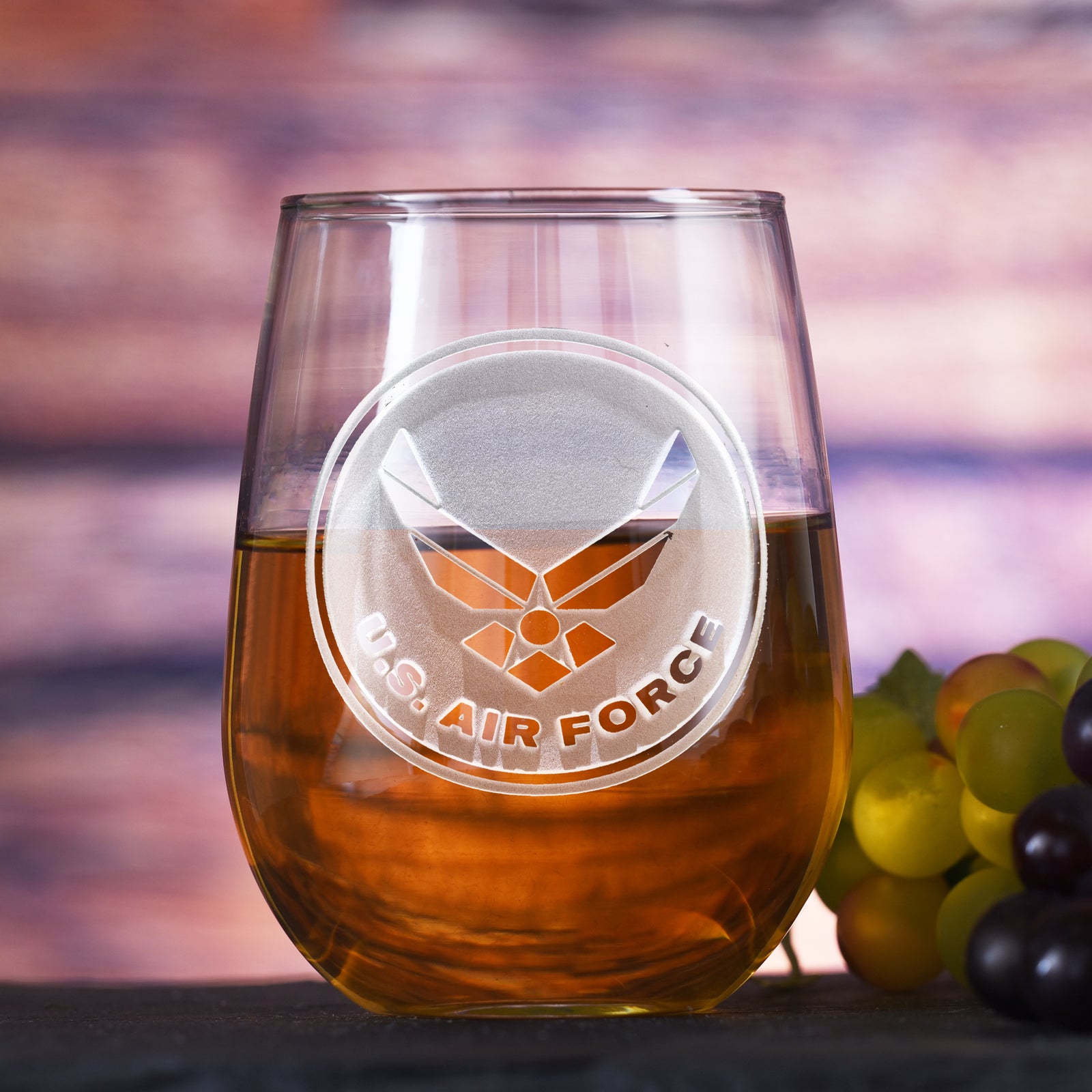 Engraved Air Force Stemless Wine