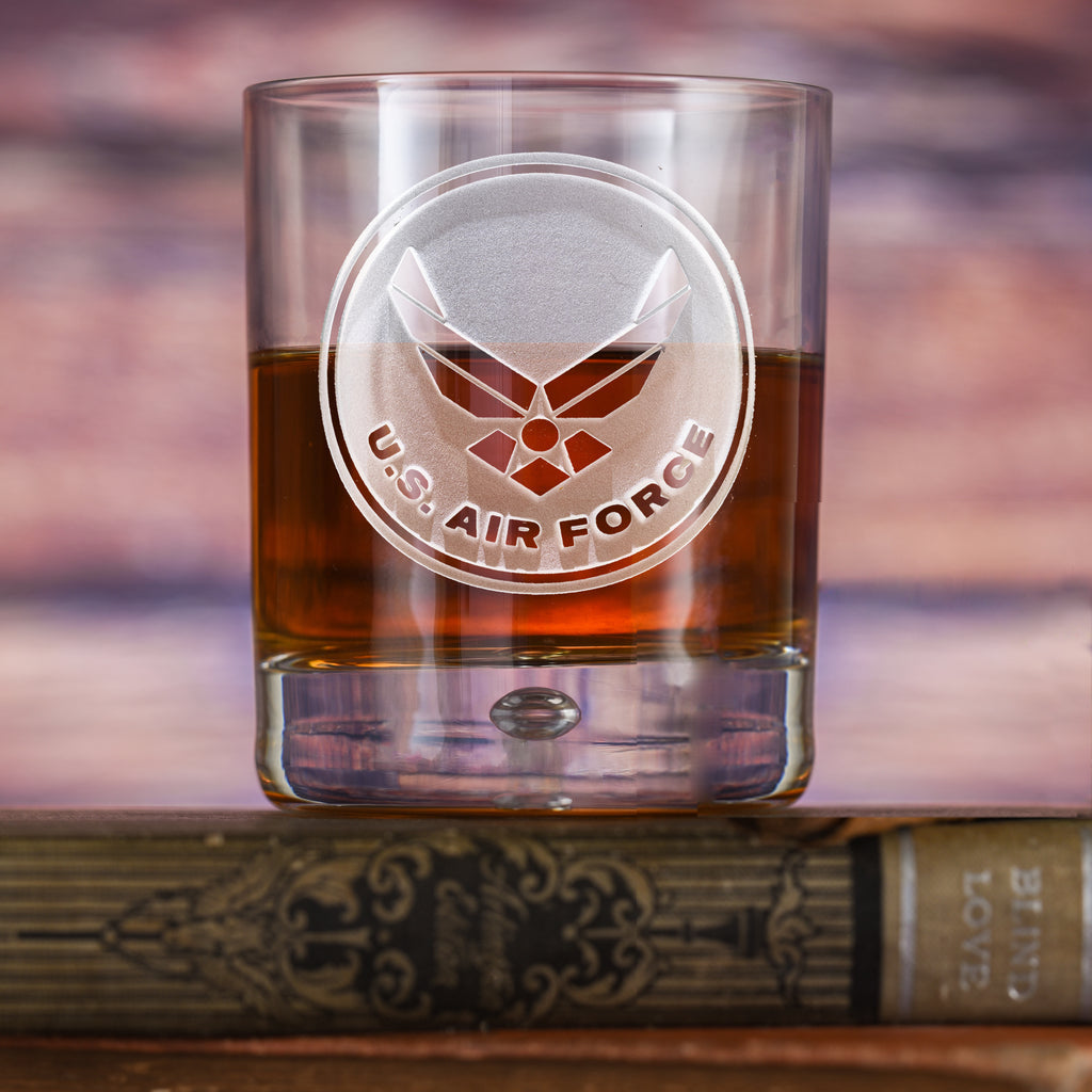 Engraved Air Force Bormioli Bar Glass