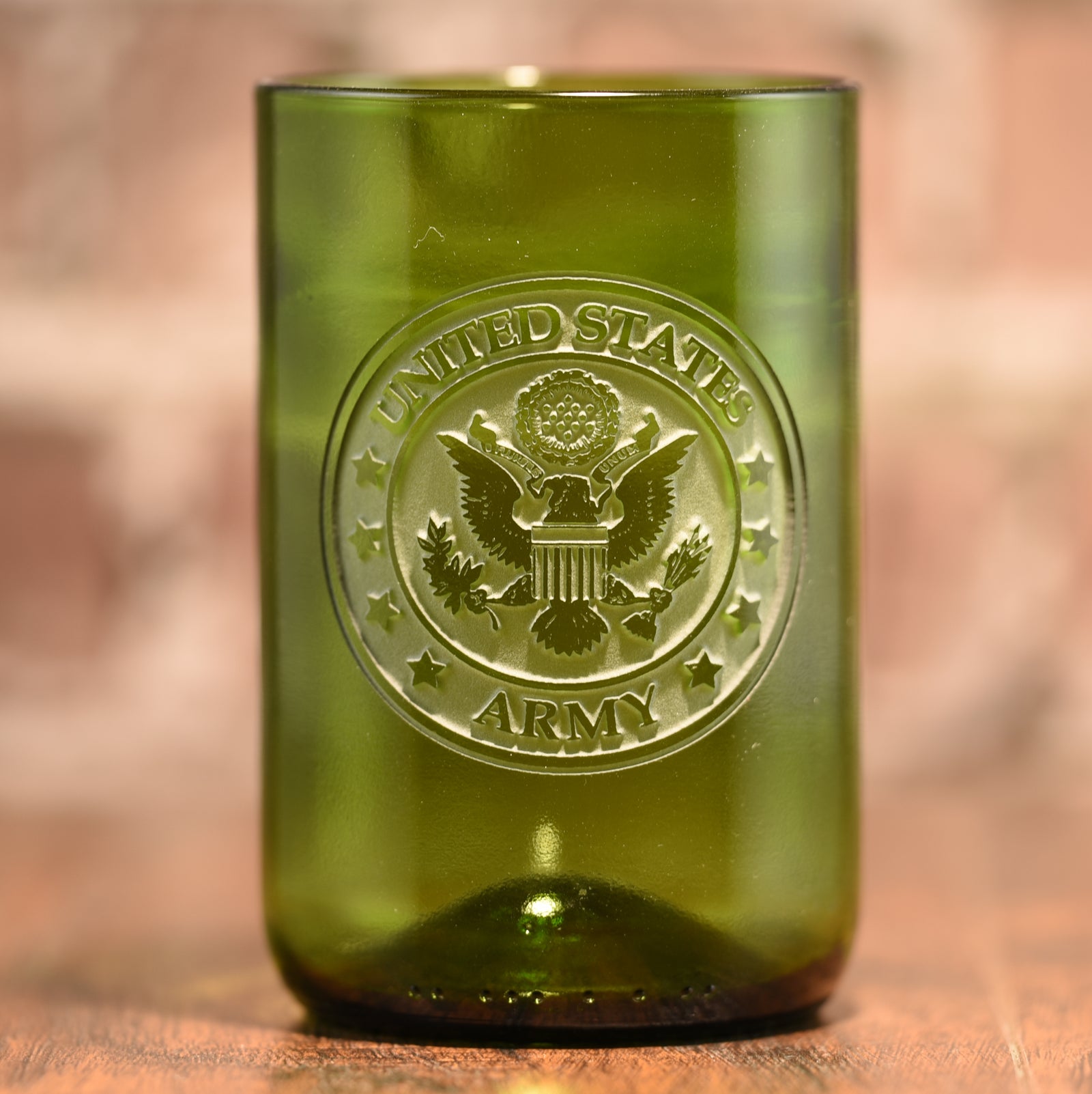 Army Soldier Gift, Green Wine Bottle Glass, Engraved