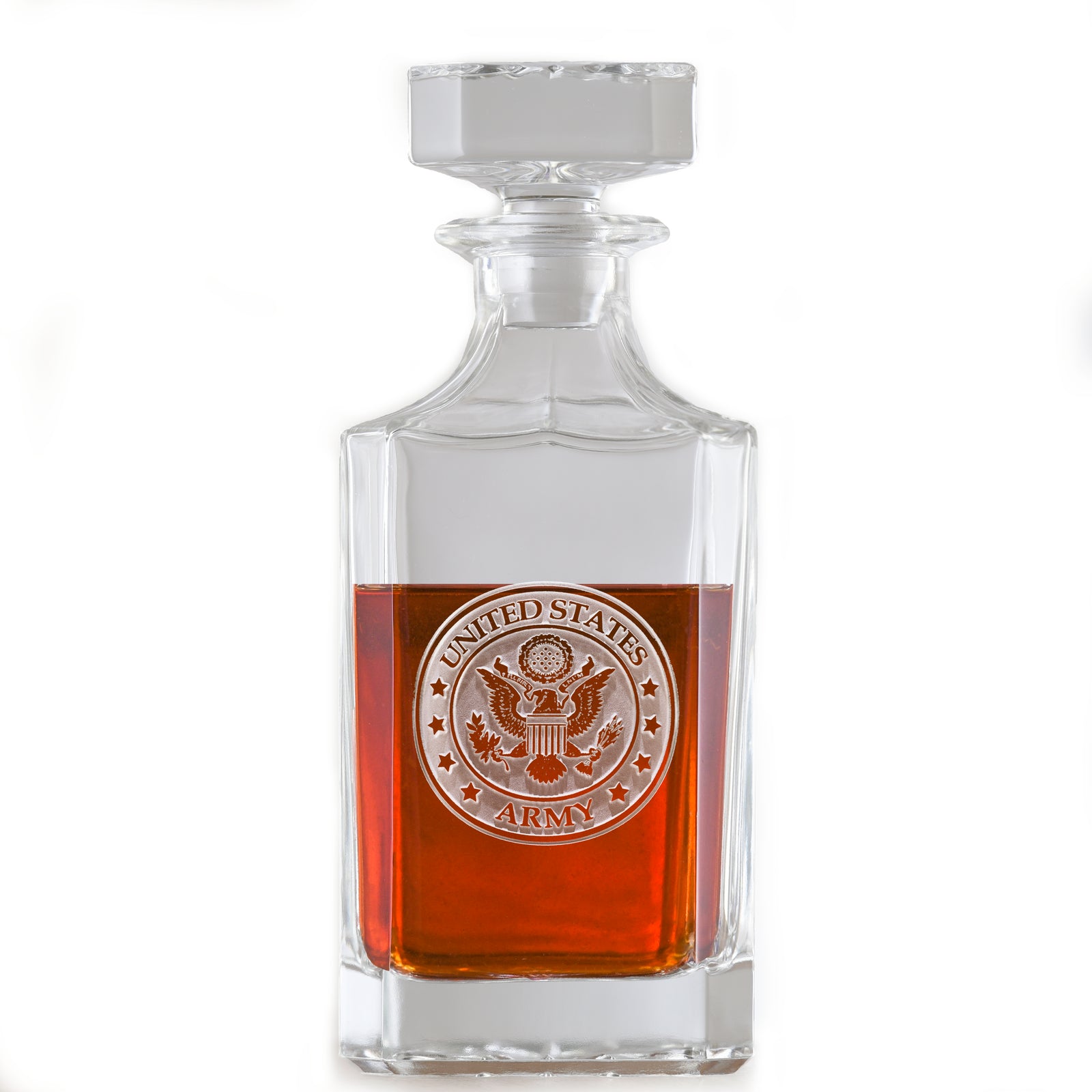 Army Square Whiskey Decanter, Engraved