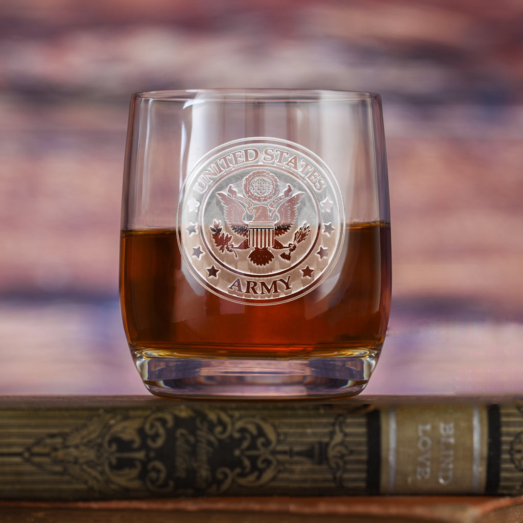 Army Weinland Whiskey, Crystal Glass, Engraved