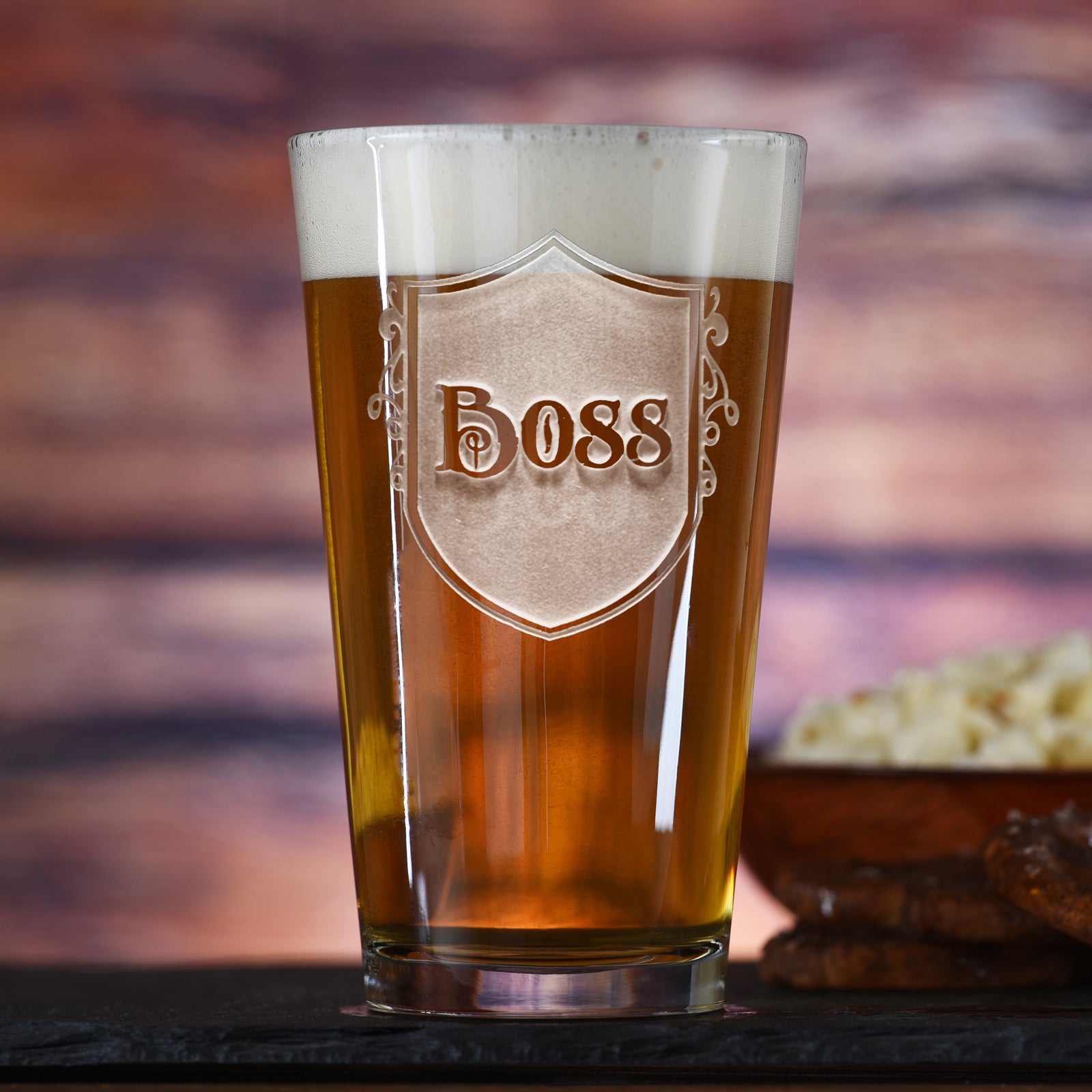 Engraved Boss Pub Glass