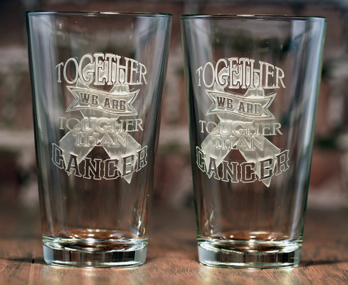 Tougher Than Cancer Pint Glass Glassware Set