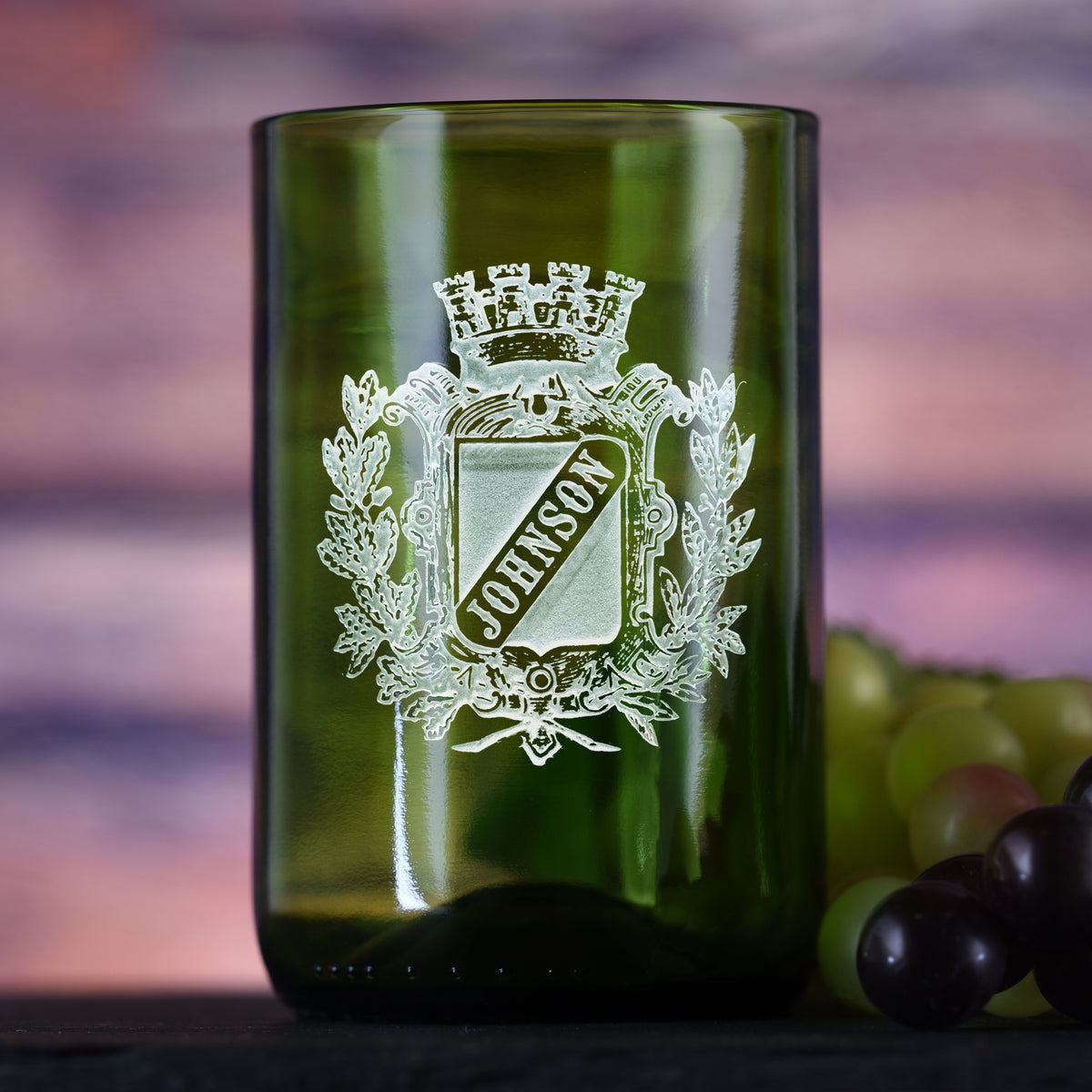 Coat of Arms Green Recycle Wine Bottle Glass Tumbler