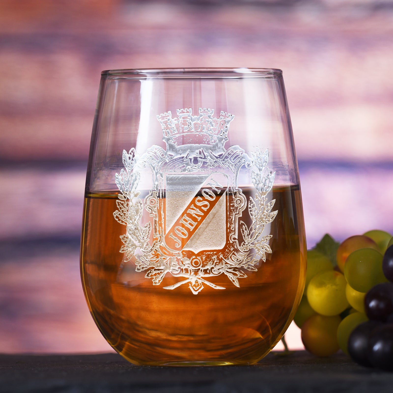 Family Crest Stemless Wine Glass