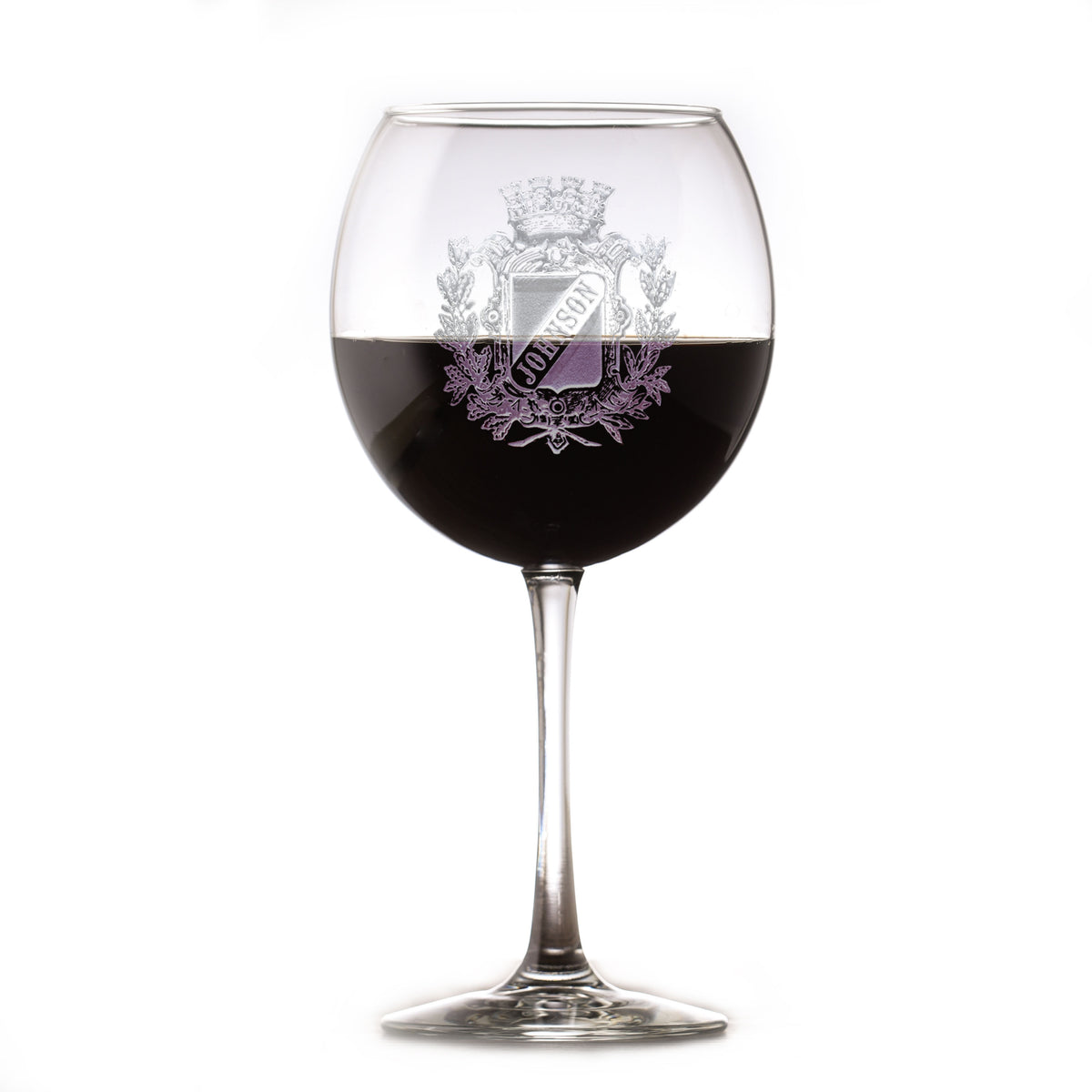 Family Crest Red Wine Glass, Engraved