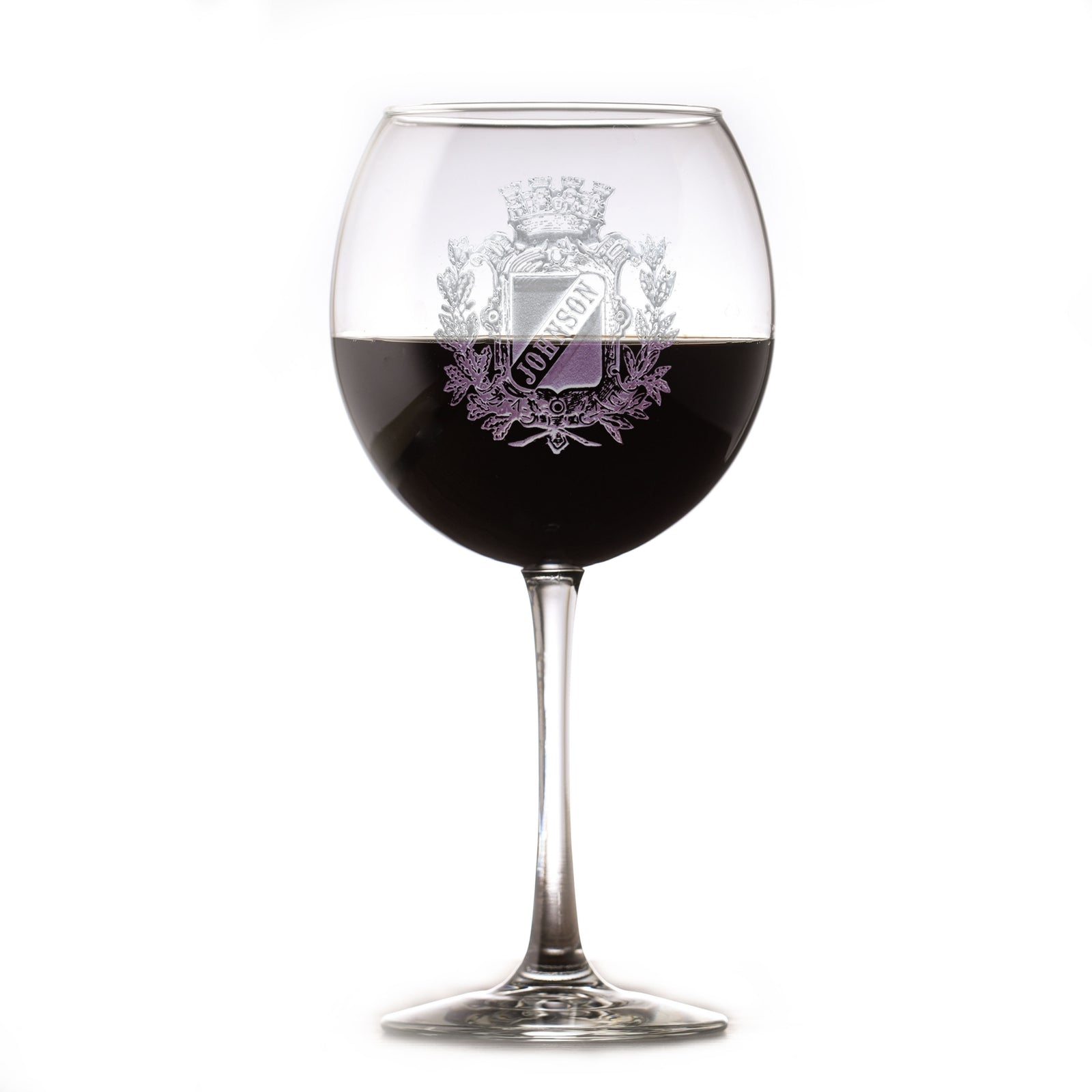 Family Crest Red Wine Glass, Engraved