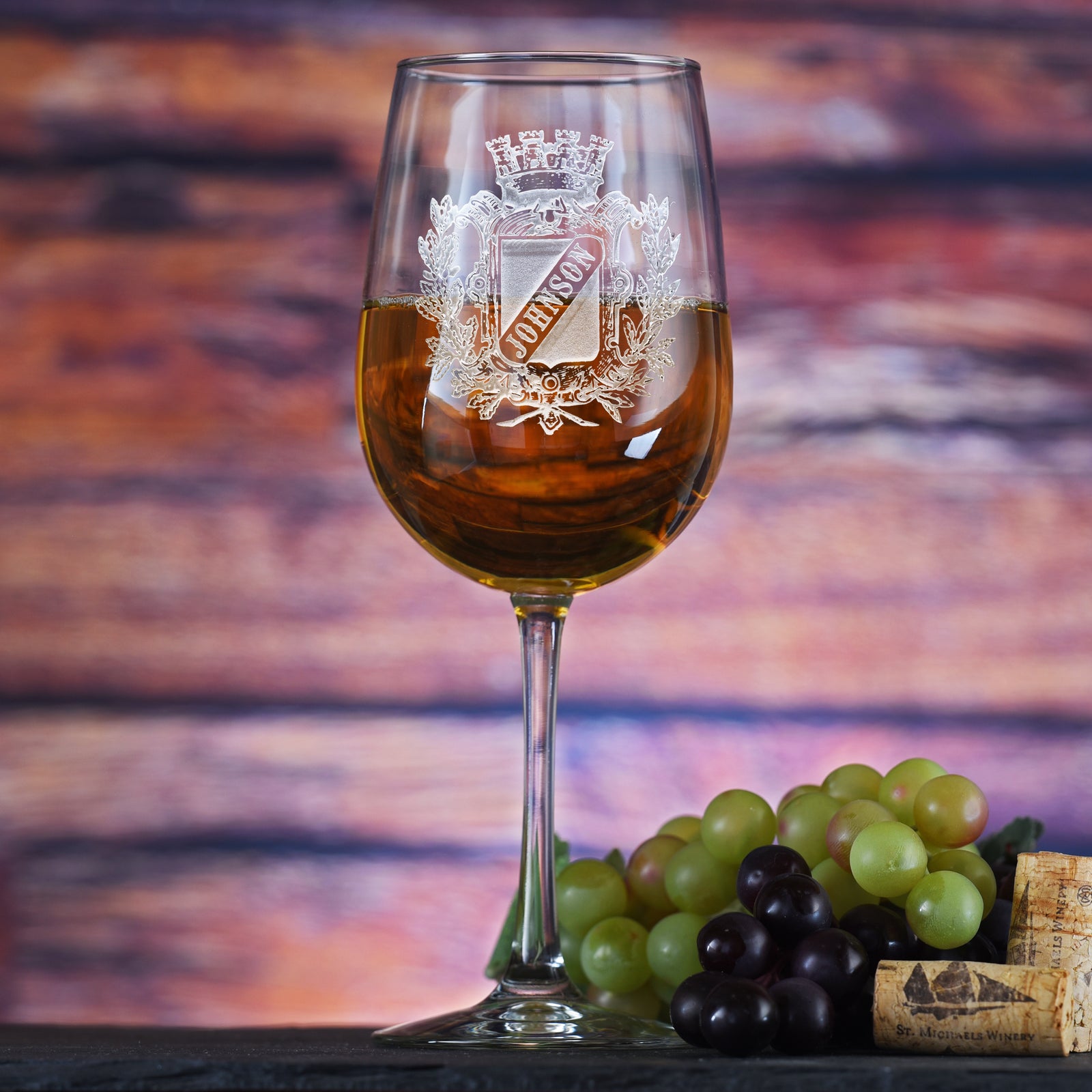 Custom, Engraved Family Crest Wine Glass (Set of 4)