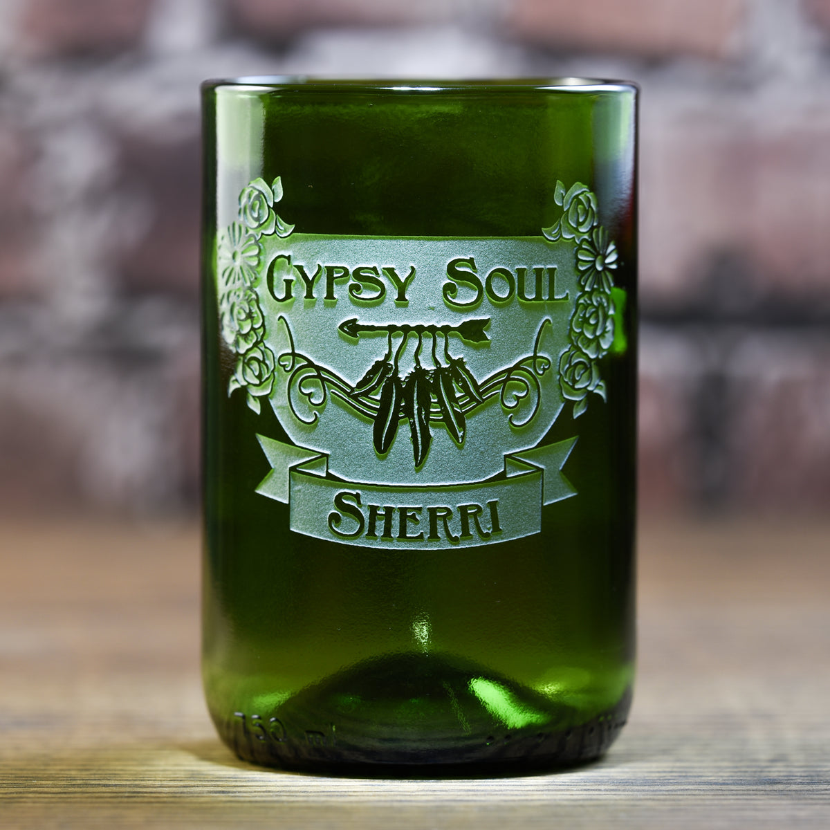 Green, Recycle Wine Bottle Glass, Bohemian Girl, Hippie Gifts For Her