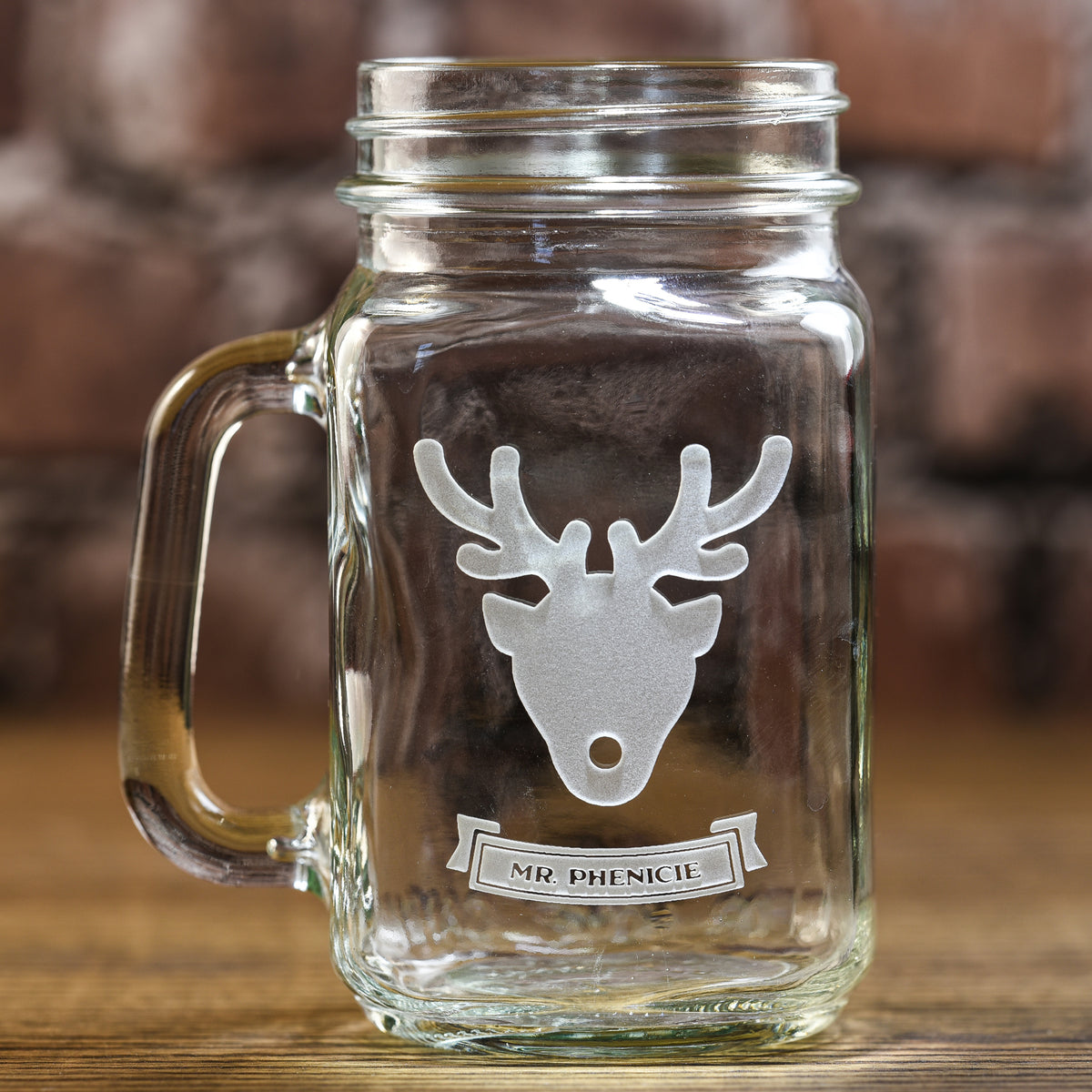 Personalized Reindeer Christmas Mason Jar Mug