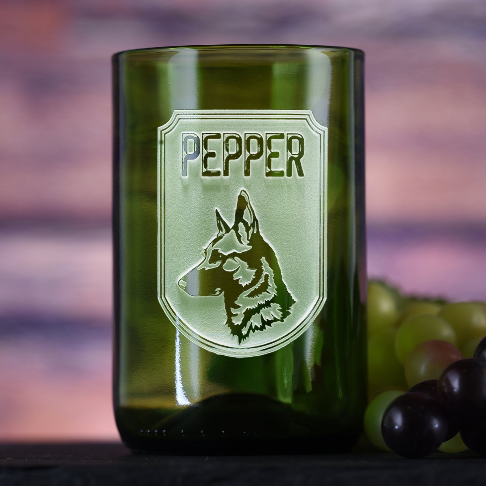 Dog Lover Gift, Personalized Dog Breed, Green Cocktail Glass