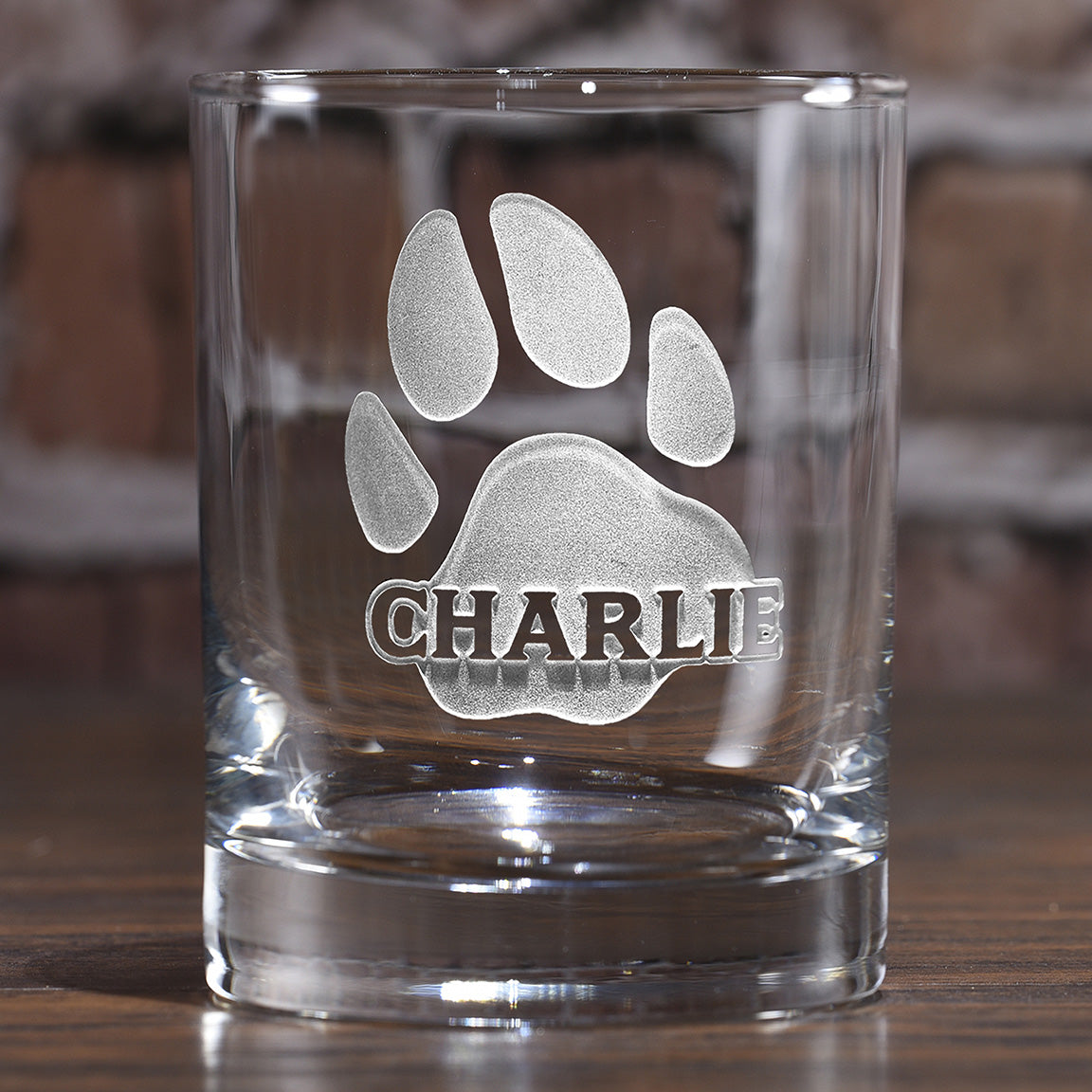 Dogs Name & Paw Print On Whiskey Glass - Gift For Puppy Lovers