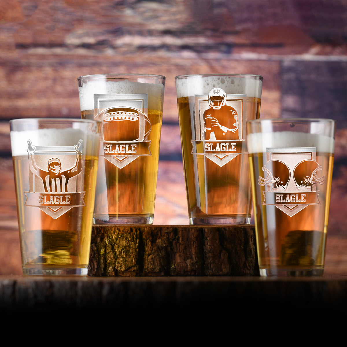 Football, Game Fan Gift, Super Bowl Pint Pub Glass Set