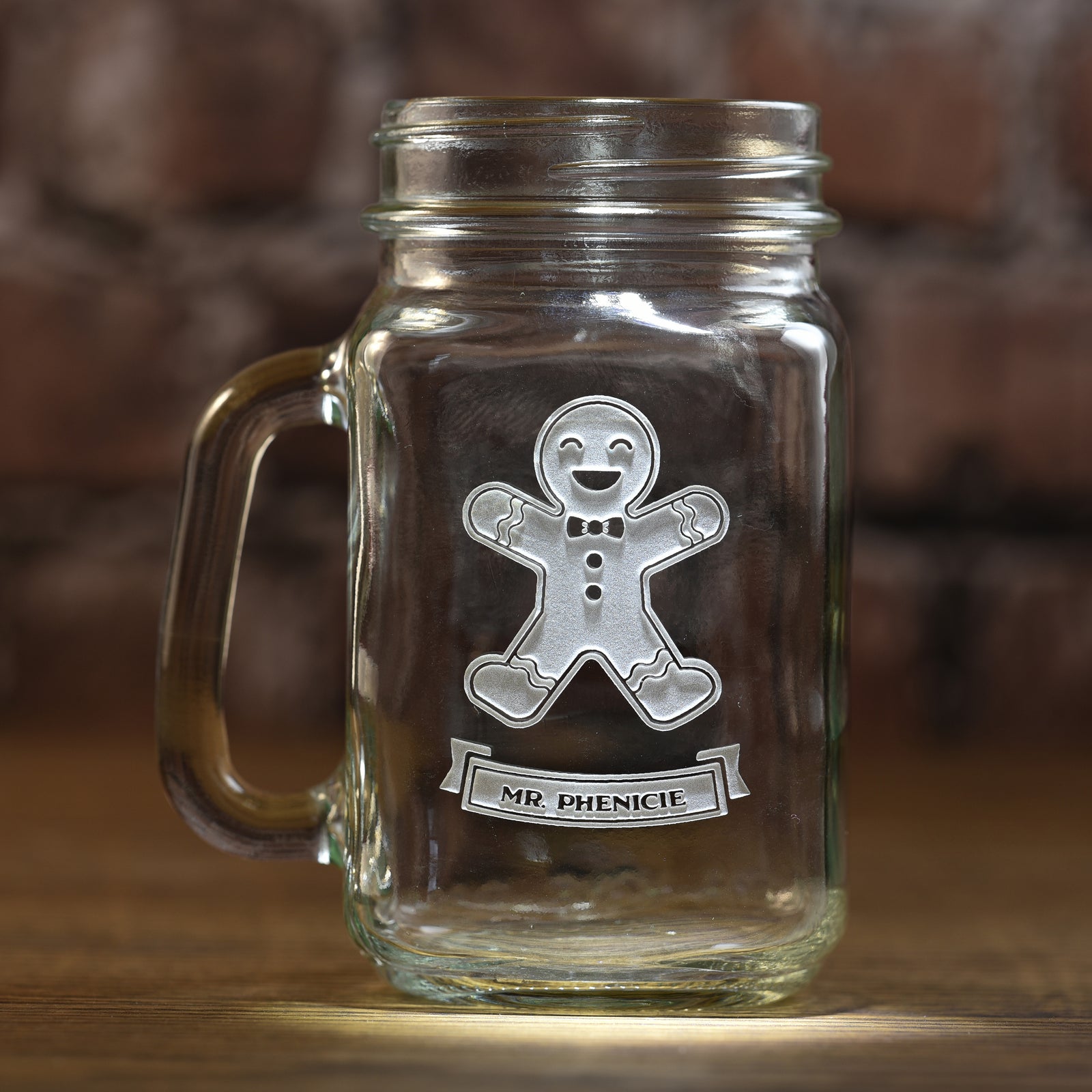 Personalized Gingerbread Man or Woman Mason Jar Mug