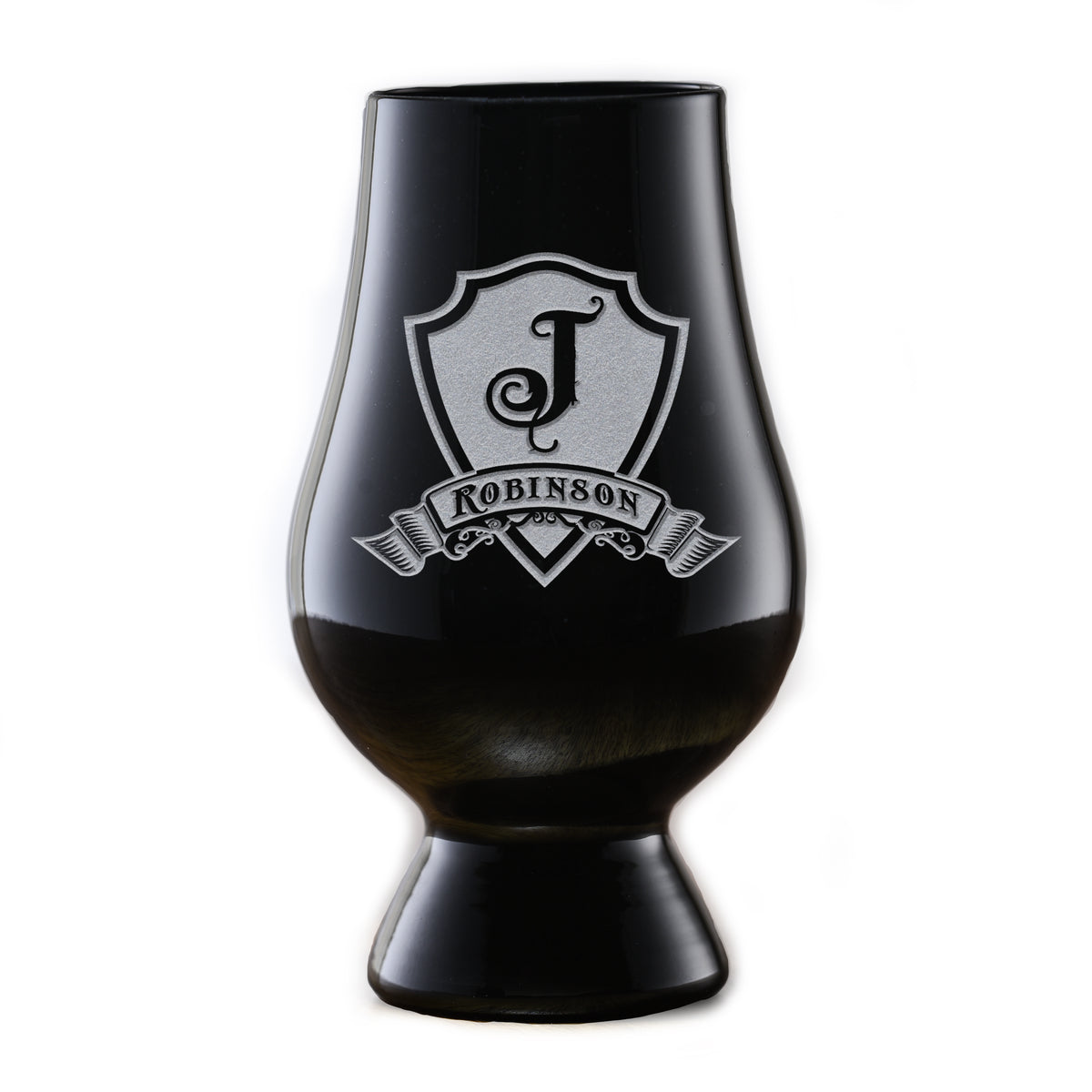 Engraved Black Glencairn Whisky Glass