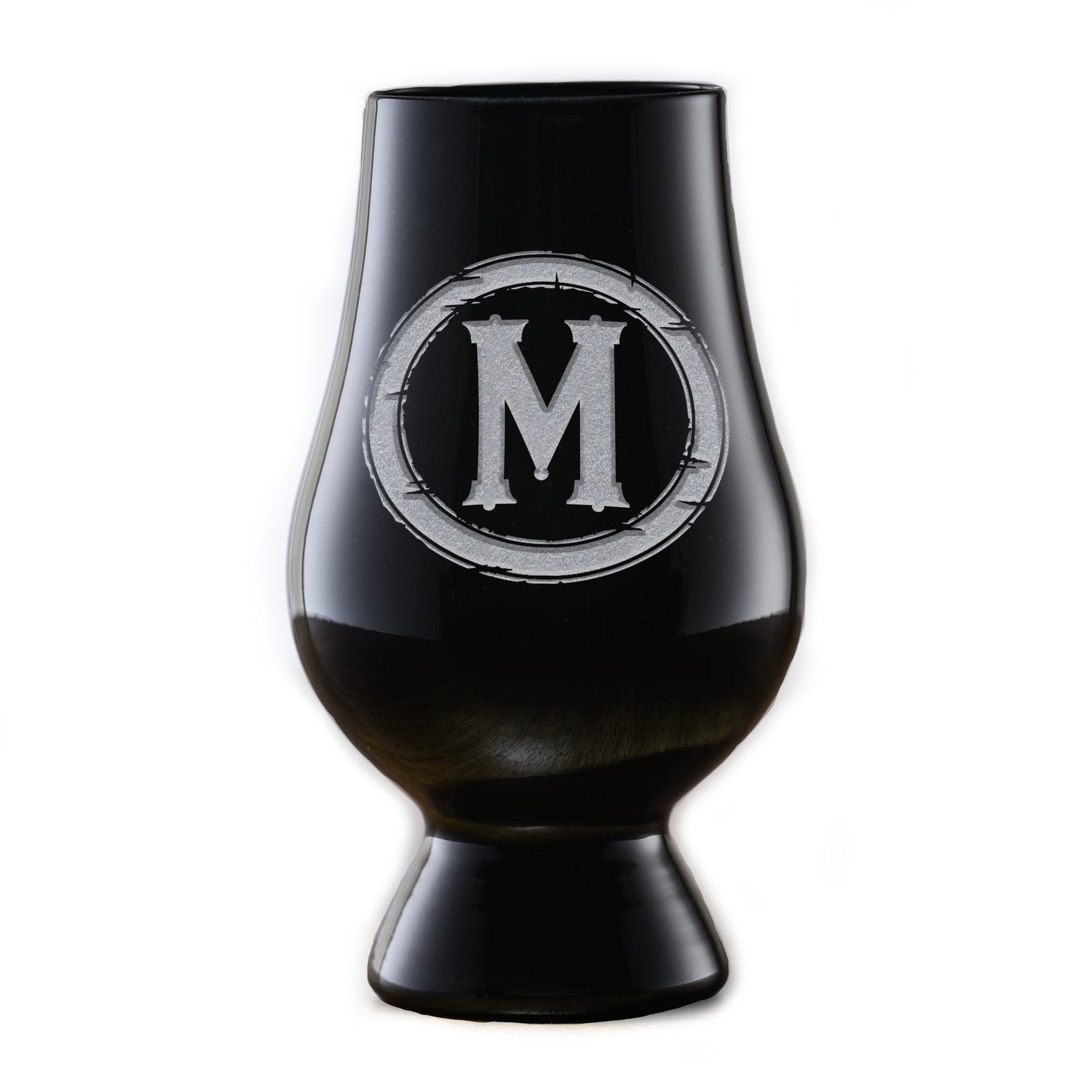 Engraved Black Glencairn Whisky Glass - with Monogram