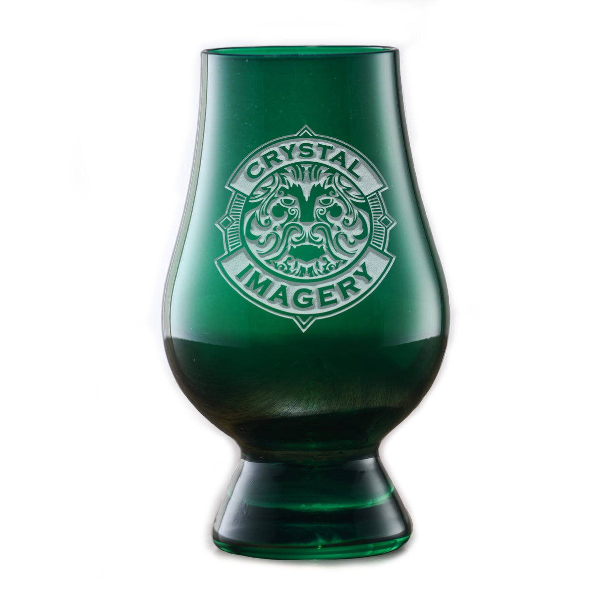 Custom Logo Engraved Green Glencairn Glass