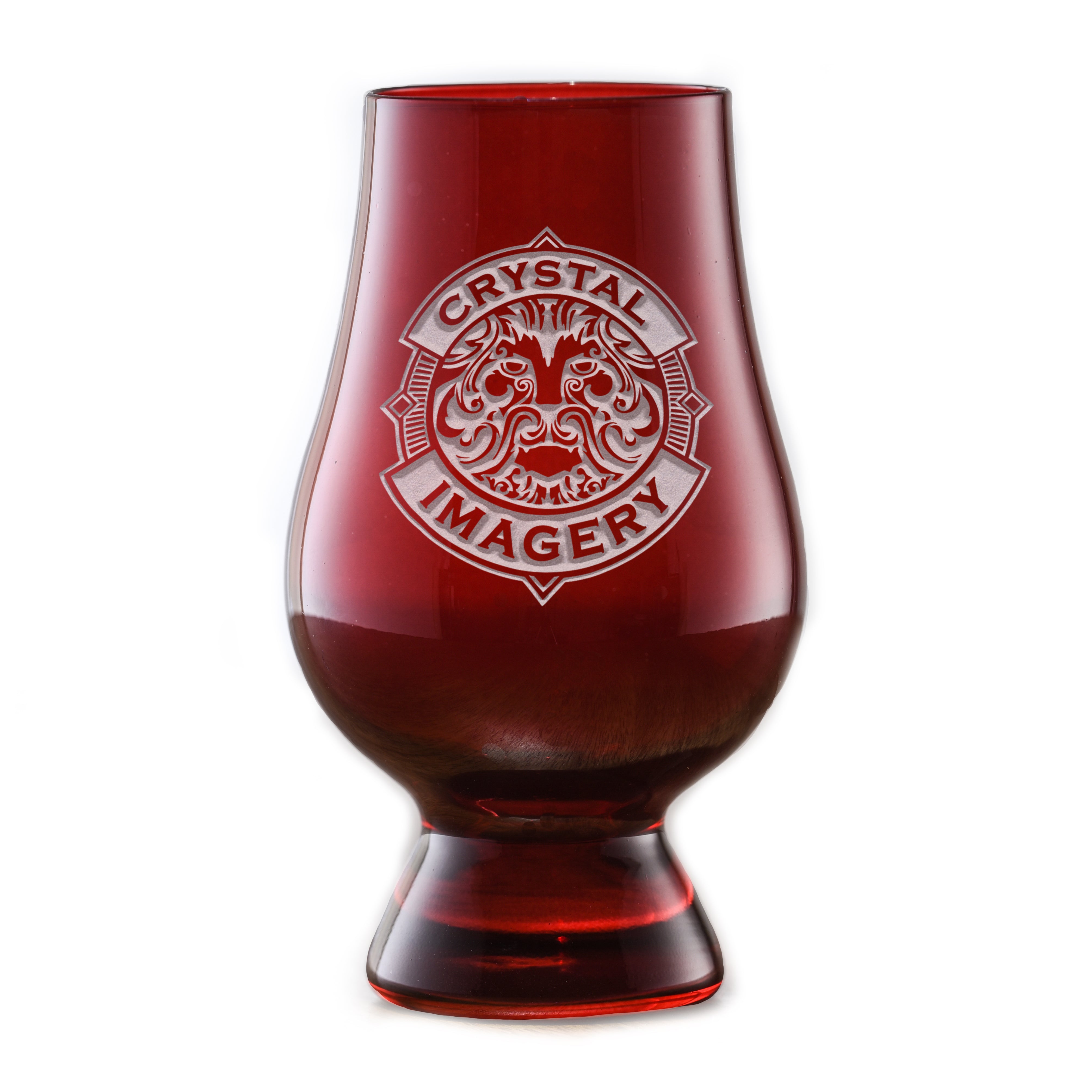 Red Colored Glencairn Glass Red Whiskey Glasses With Logo Crystal Imagery