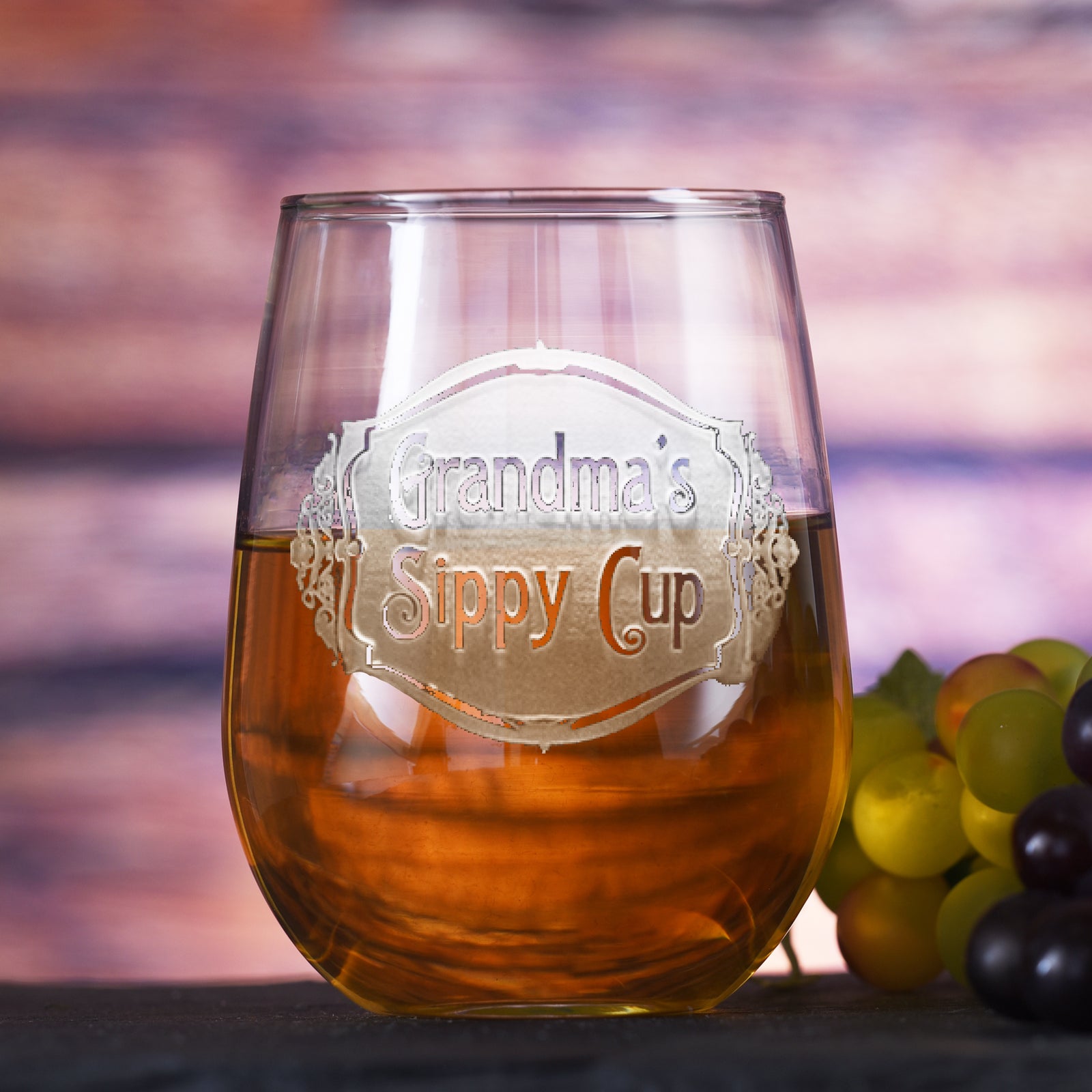 Grandma's Sippy Cup, Stemless Wine Glass