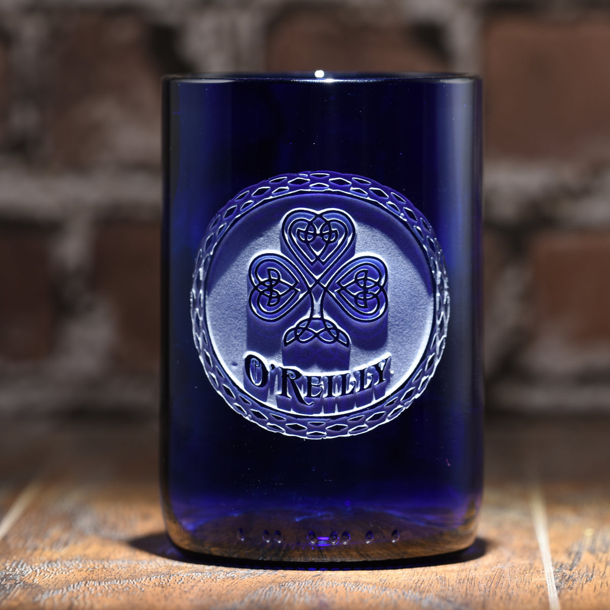 Irish Blue Recycle Wine Bottle Glass Tumbler, St-Patrick's Day Gift