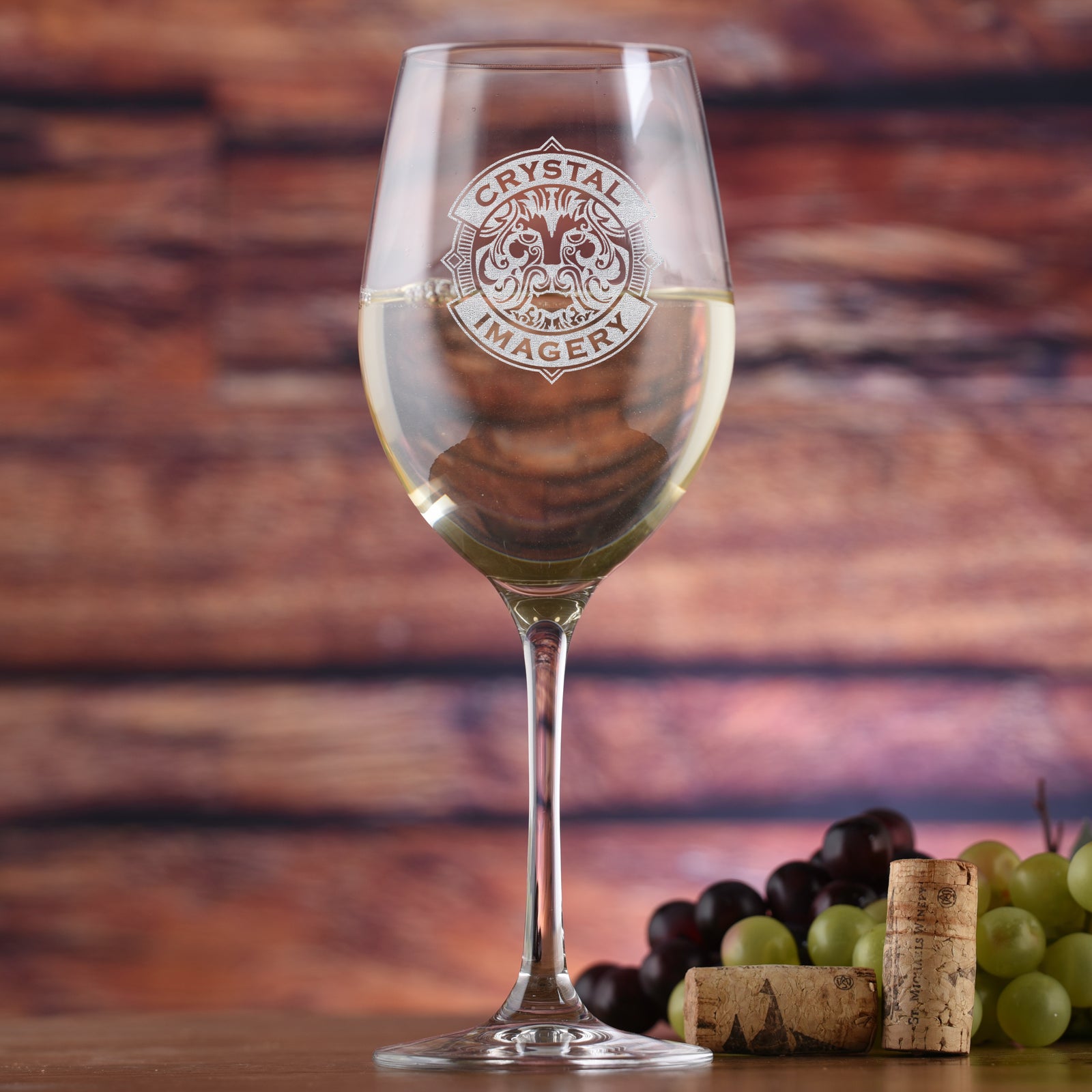 Laser Etched, Corporate Logo Crystal Wine Glass
