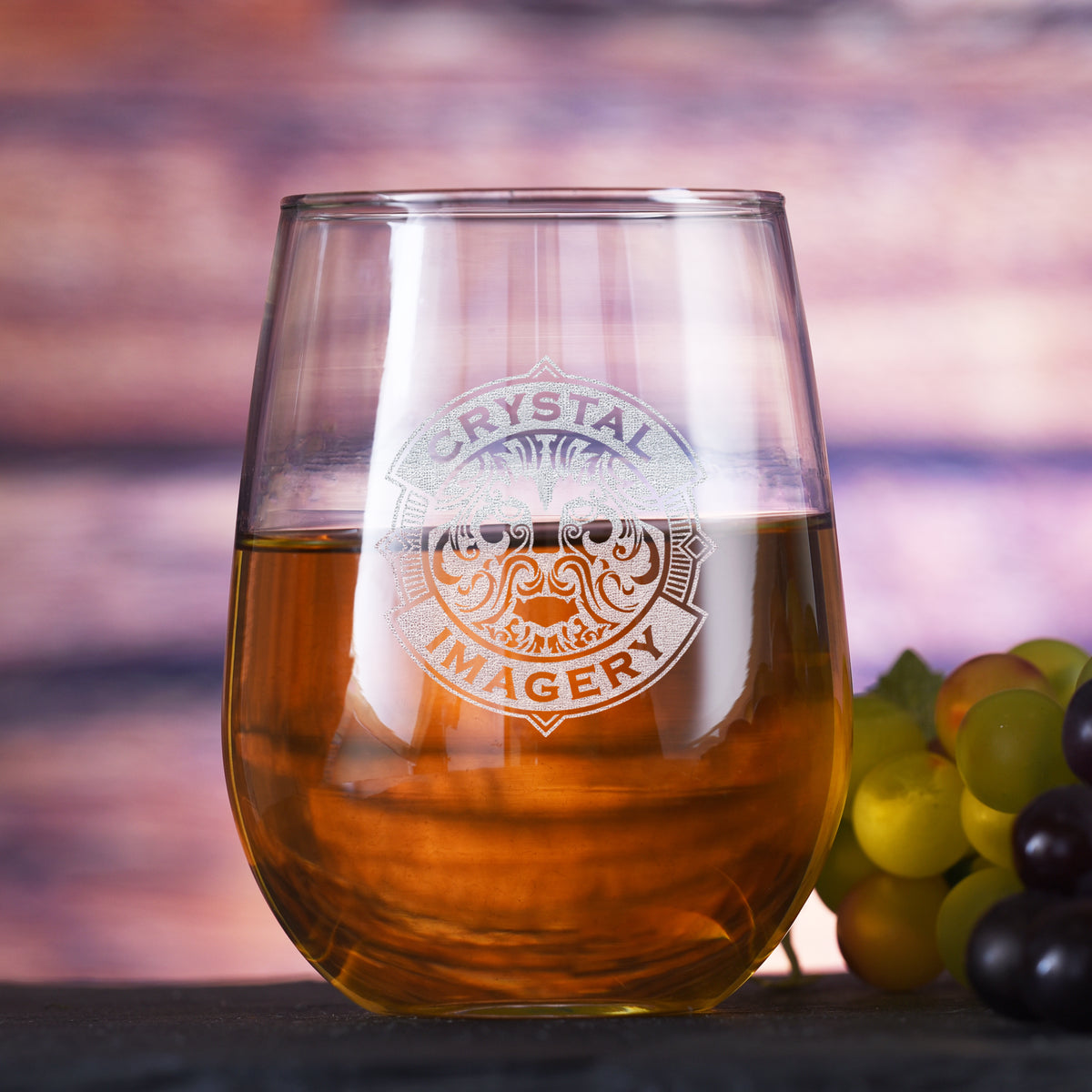 Laser Etched, Corporate Logo Stemless Wine Glass