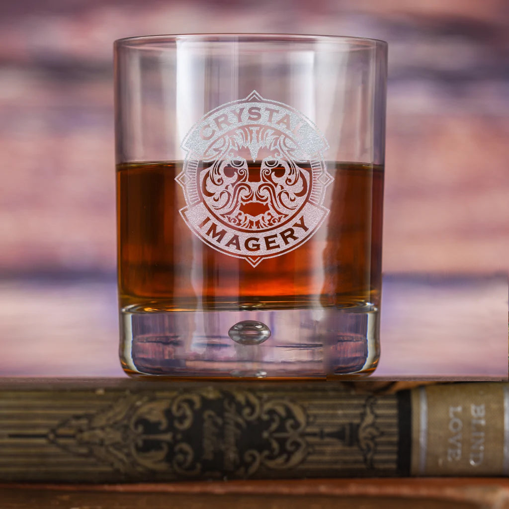 Laser Etched Your Logo, Bormioli Bar Glass With Bubble Sham