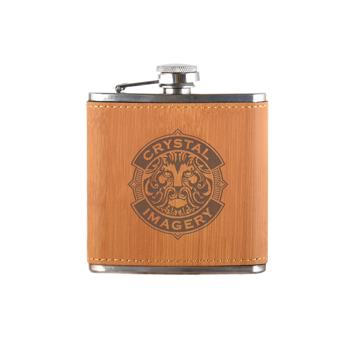Your Logo, Bamboo Pocket Flask Engraved