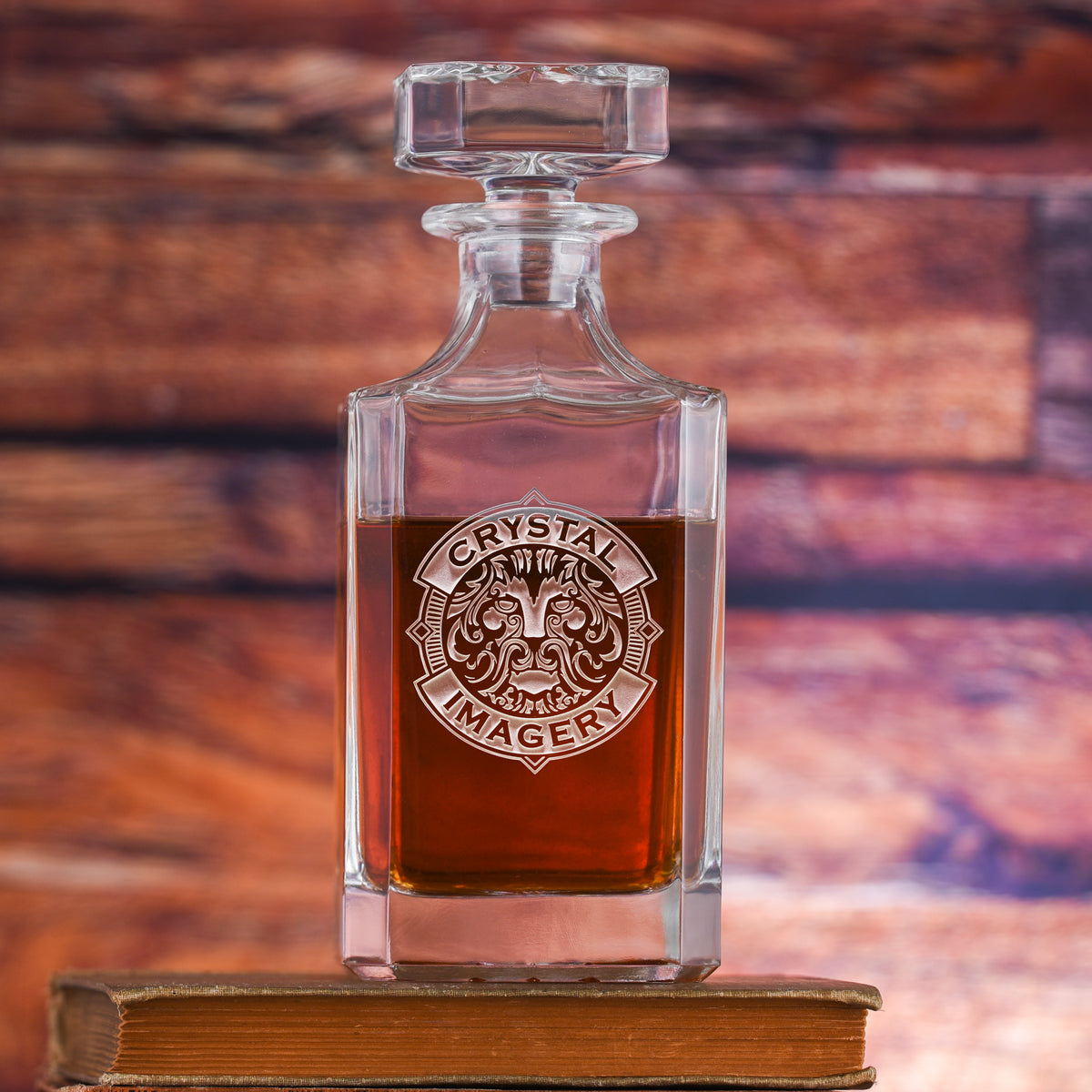 Logo Square Whiskey Decanter, Engraved